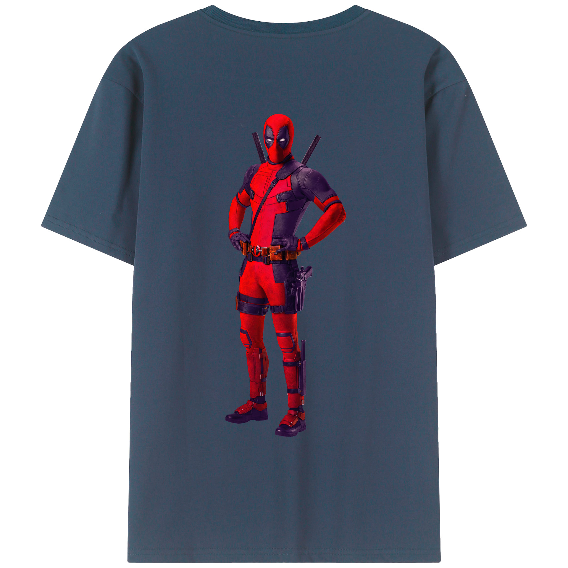 （画像用） Deadpool デッドプール 綿100％ メンズ半袖Tシャツ（バックプリント） 通気性