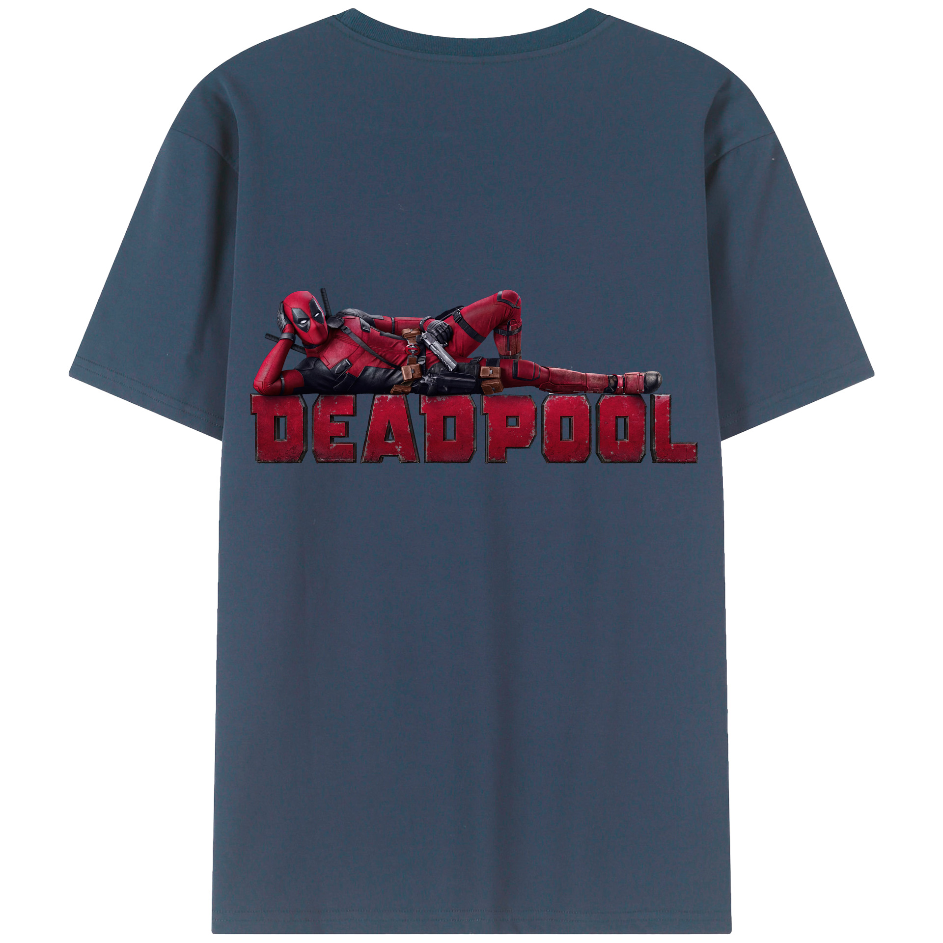 （画像用） Deadpool デッドプール 綿100％ メンズ半袖Tシャツ（バックプリント） 通気性
