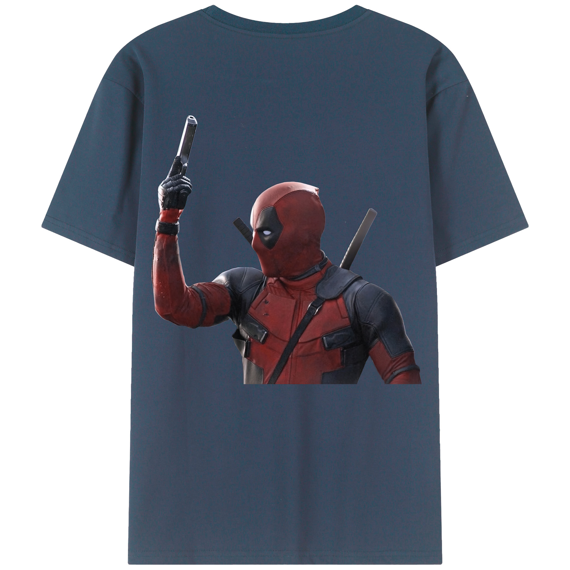 （画像用） Deadpool デッドプール 綿100％ メンズ半袖Tシャツ（バックプリント） 通気性