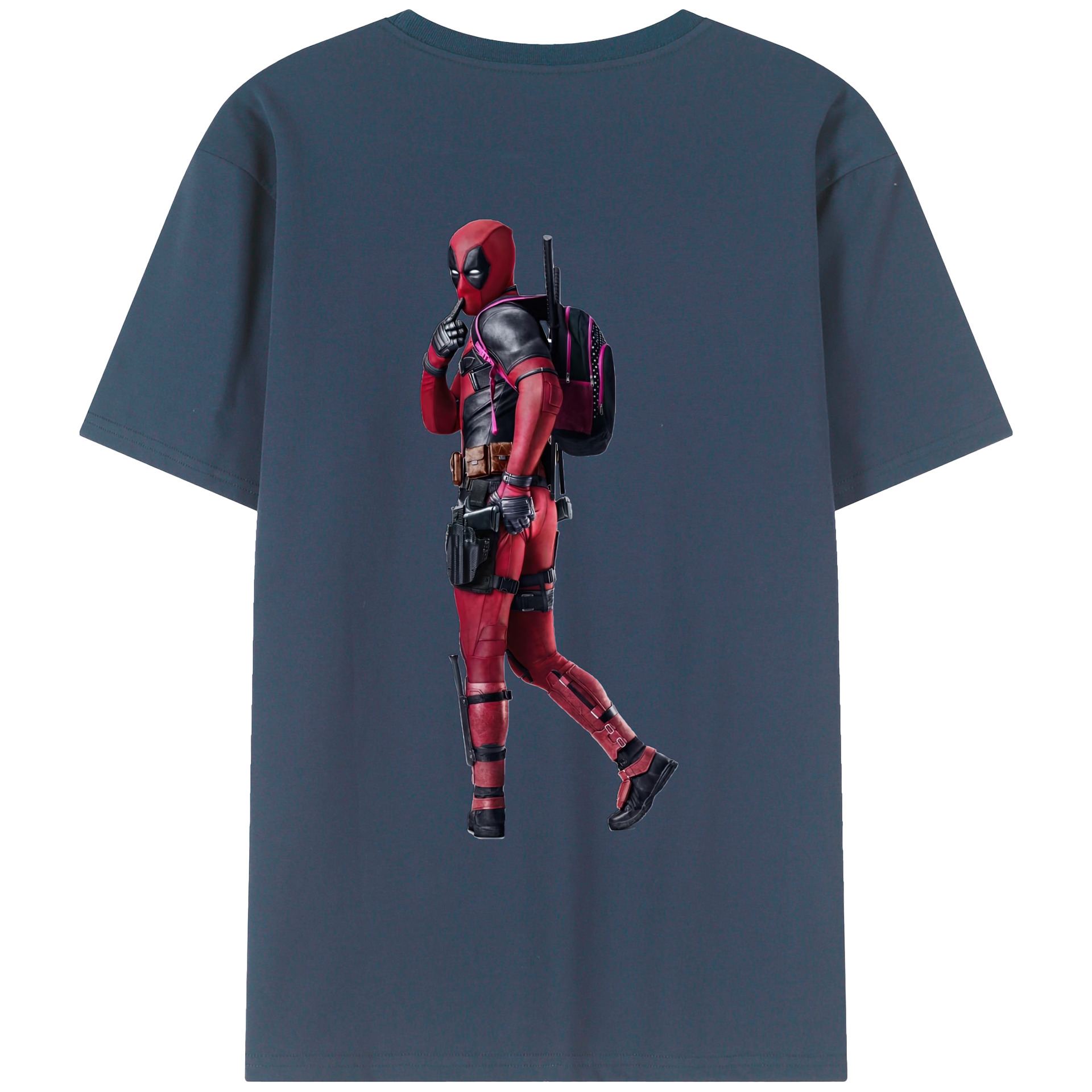 （画像用） Deadpool デッドプール 綿100％ メンズ半袖Tシャツ（バックプリント） 通気性