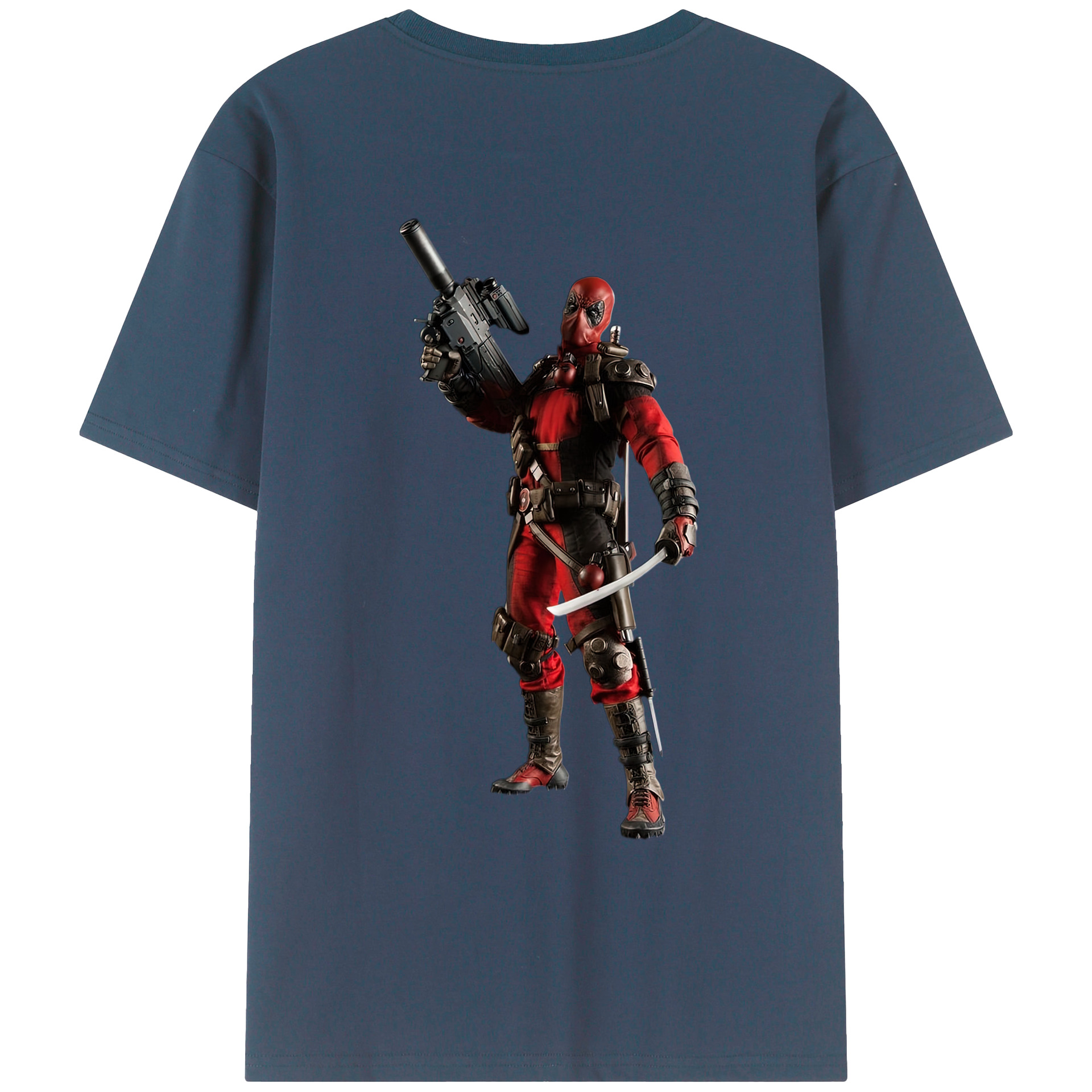 （画像用） Deadpool デッドプール 綿100％ メンズ半袖Tシャツ（バックプリント） 通気性
