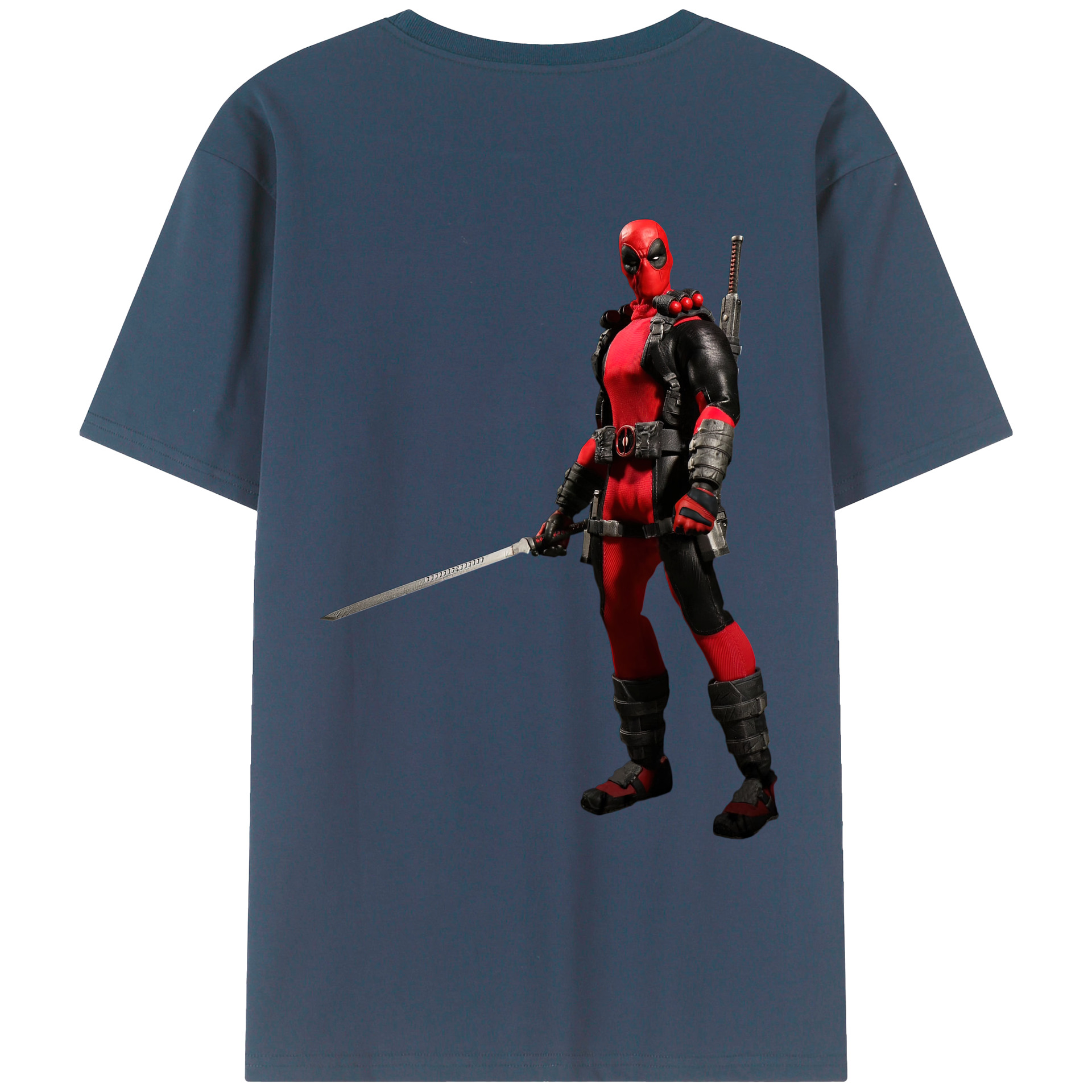 （画像用） Deadpool デッドプール 綿100％ メンズ半袖Tシャツ（バックプリント） 通気性