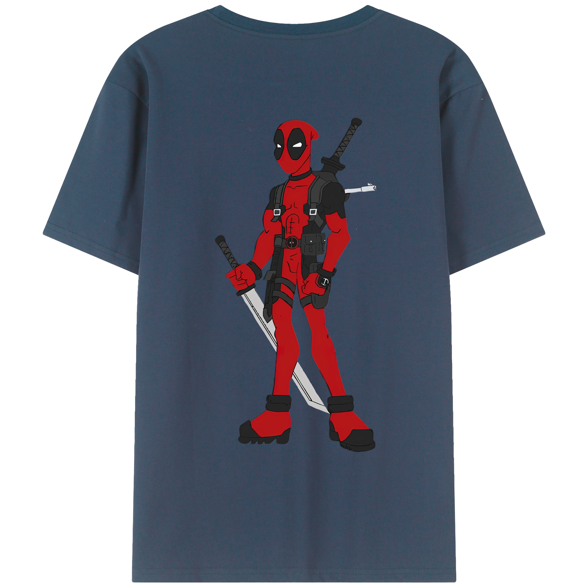（画像用） Deadpool デッドプール 綿100％ メンズ半袖Tシャツ（バックプリント） 通気性
