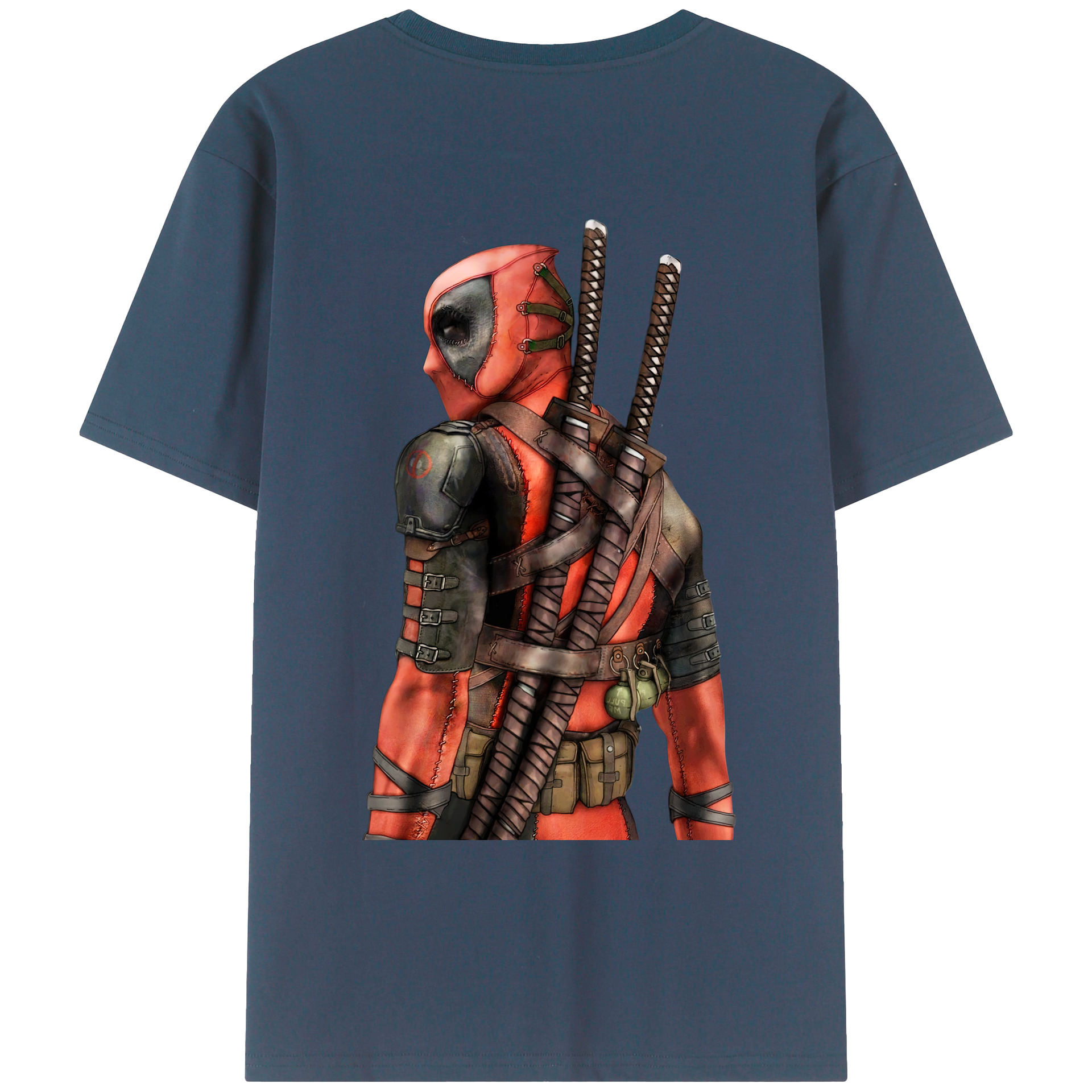 （画像用） Deadpool デッドプール 綿100％ メンズ半袖Tシャツ（バックプリント） 通気性