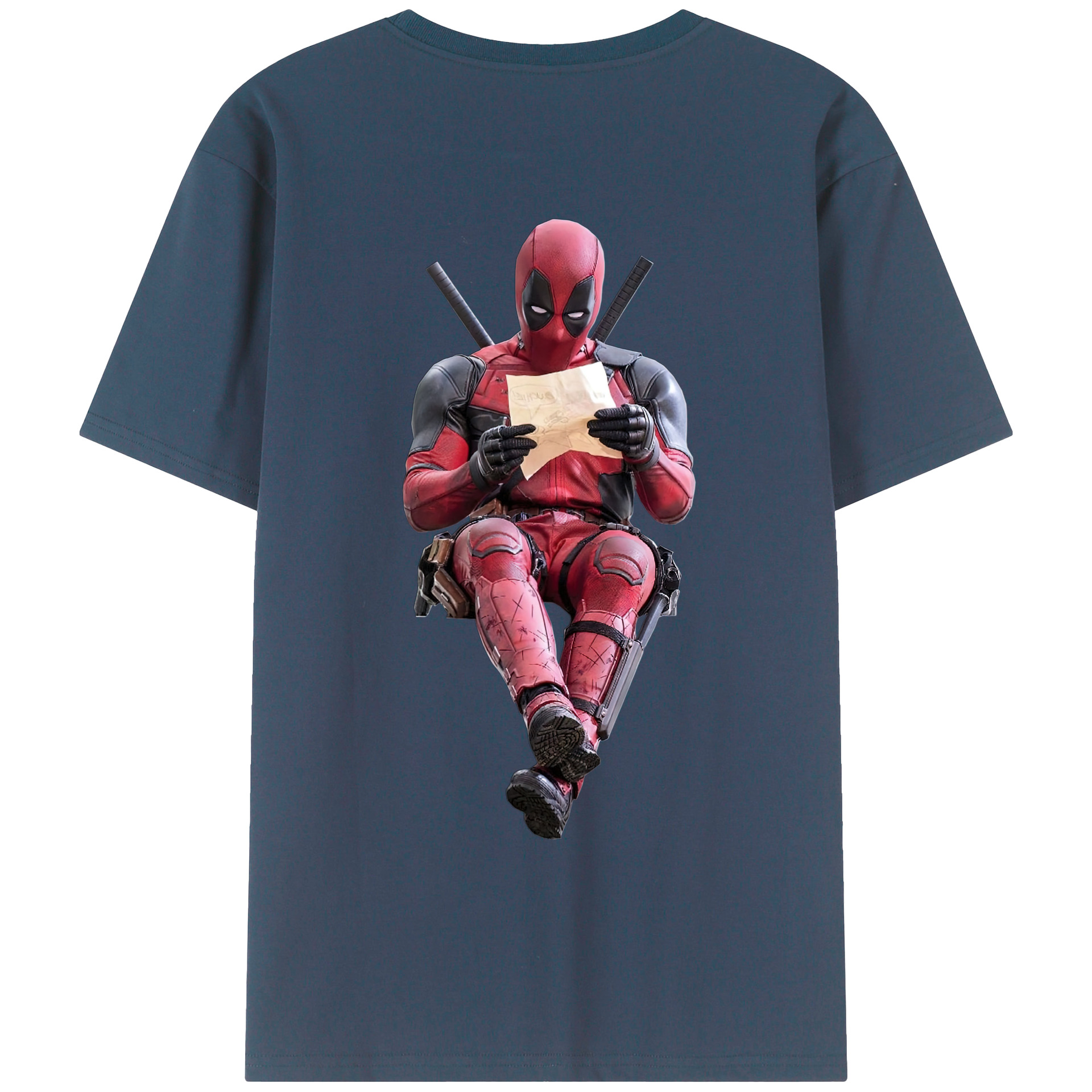 （画像用） Deadpool デッドプール 綿100％ メンズ半袖Tシャツ（バックプリント） 通気性