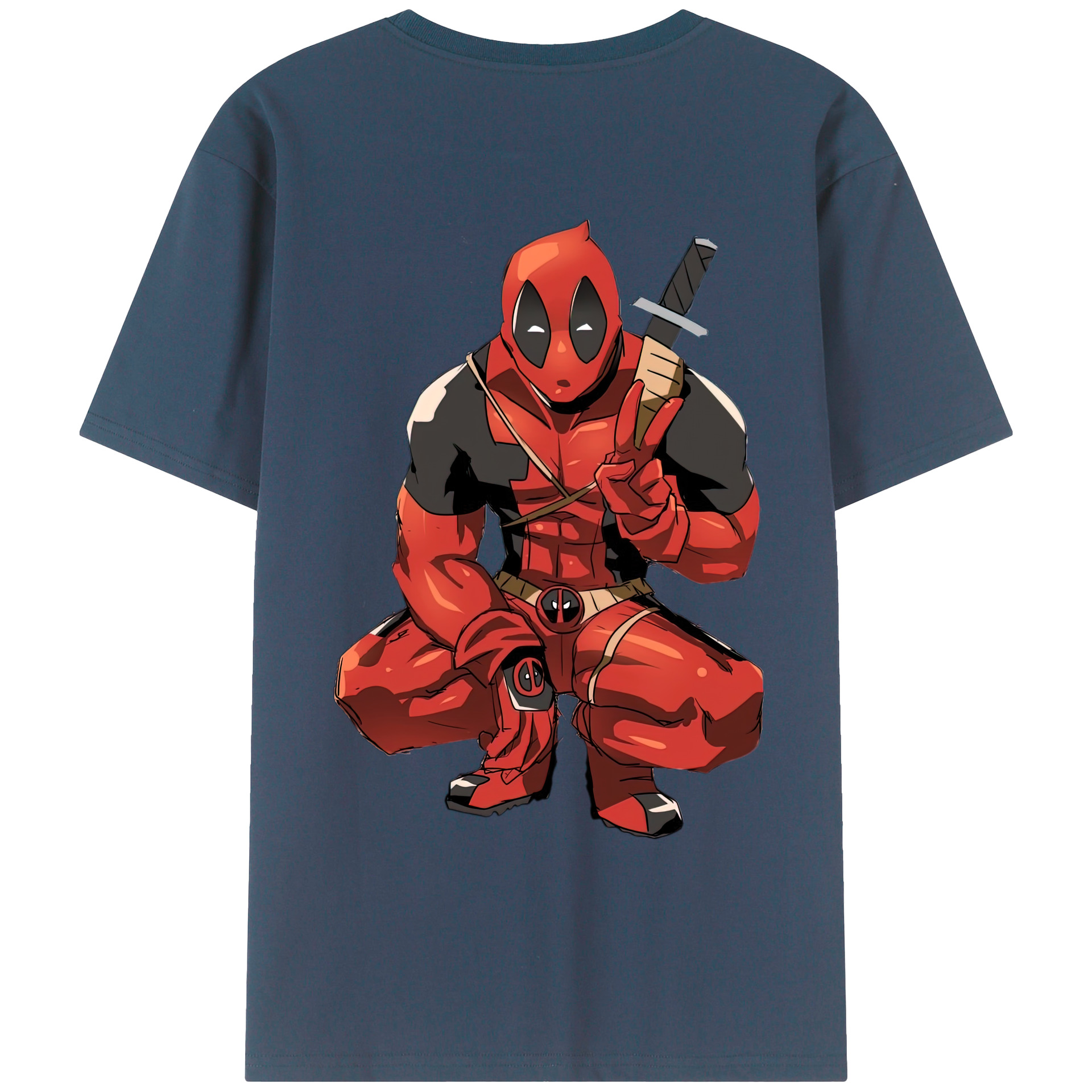 （画像用） Deadpool デッドプール 綿100％ メンズ半袖Tシャツ（バックプリント） 通気性
