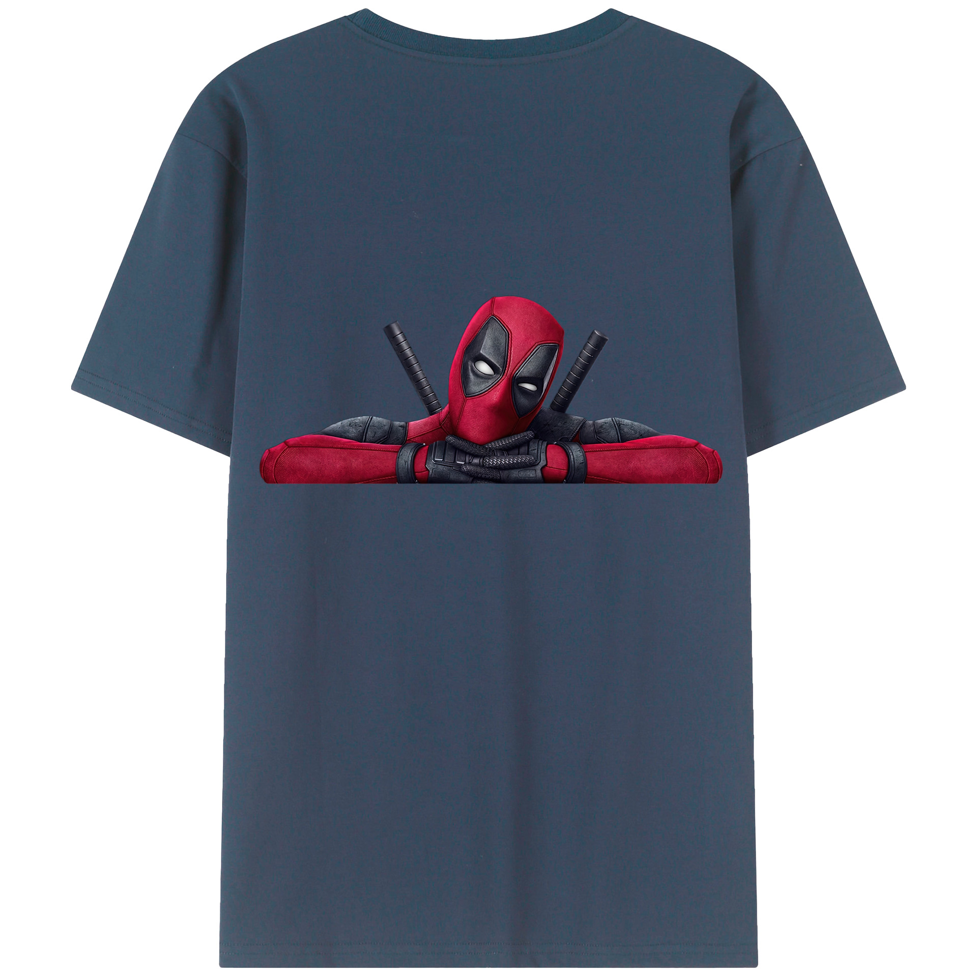 （画像用） Deadpool デッドプール 綿100％ メンズ半袖Tシャツ（バックプリント） 通気性