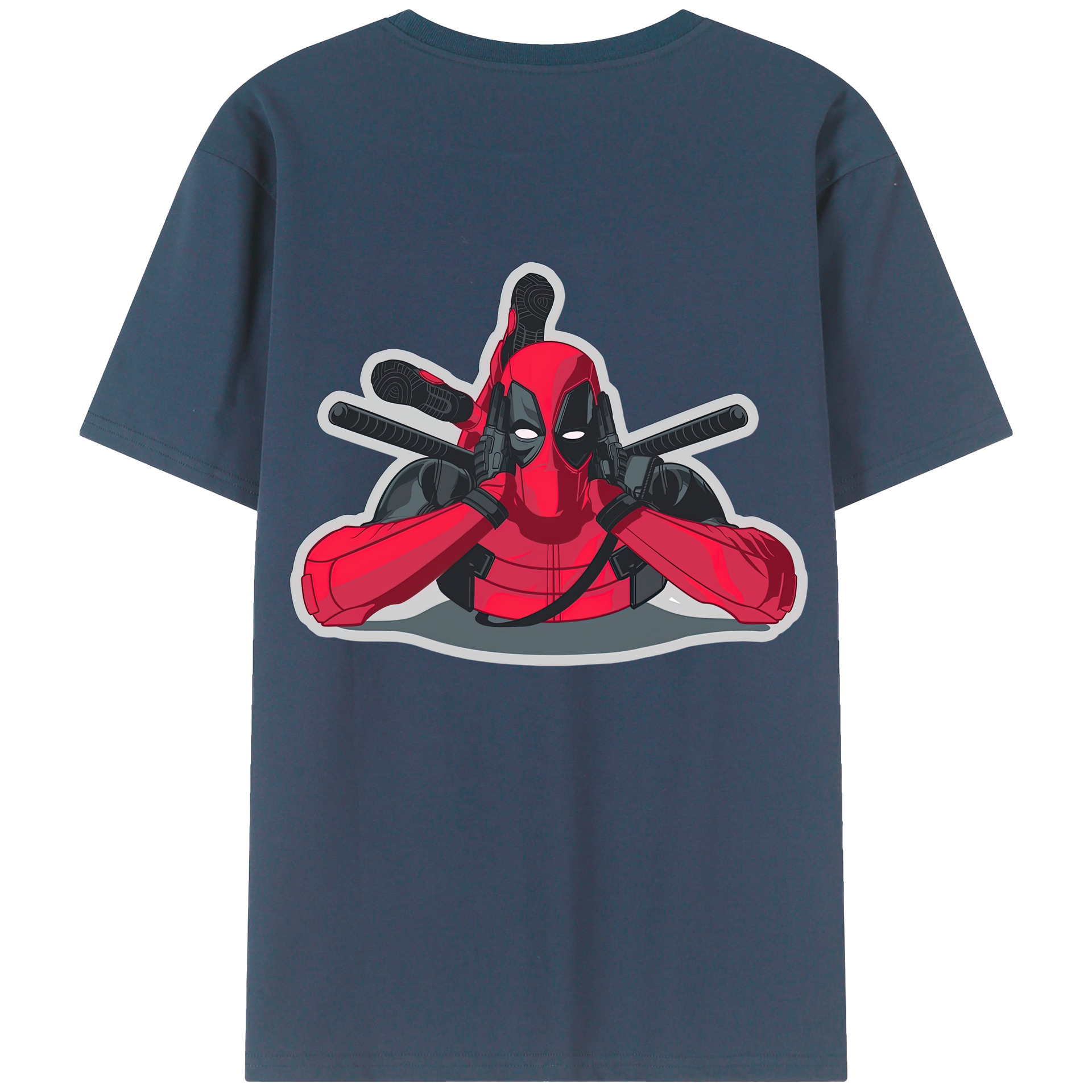 （画像用） Deadpool デッドプール 綿100％ メンズ半袖Tシャツ（バックプリント） 通気性