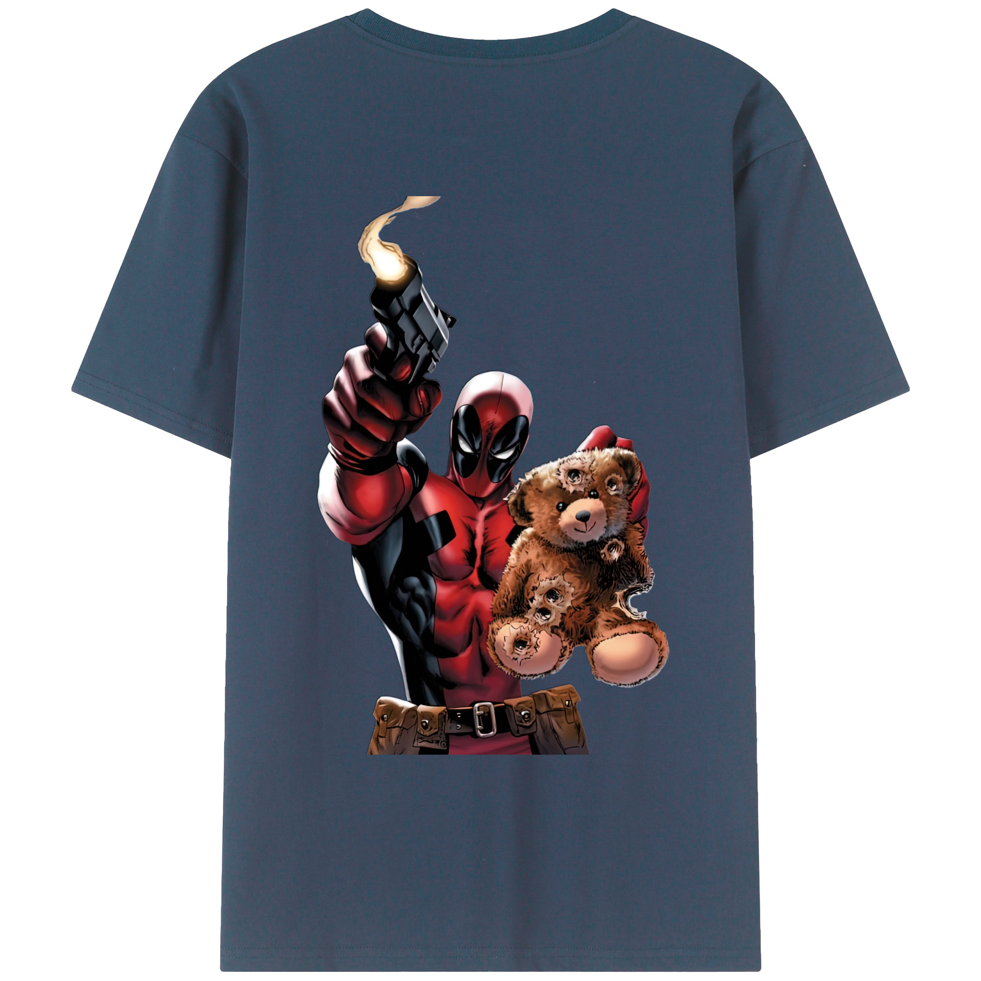 （画像用） Deadpool デッドプール 綿100％ メンズ半袖Tシャツ（バックプリント） 通気性