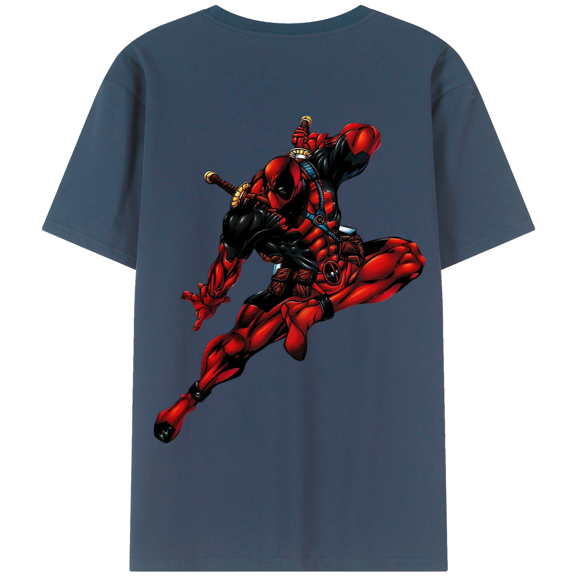 （画像用） Deadpool デッドプール 綿100％ メンズ半袖Tシャツ（バックプリント） 通気性
