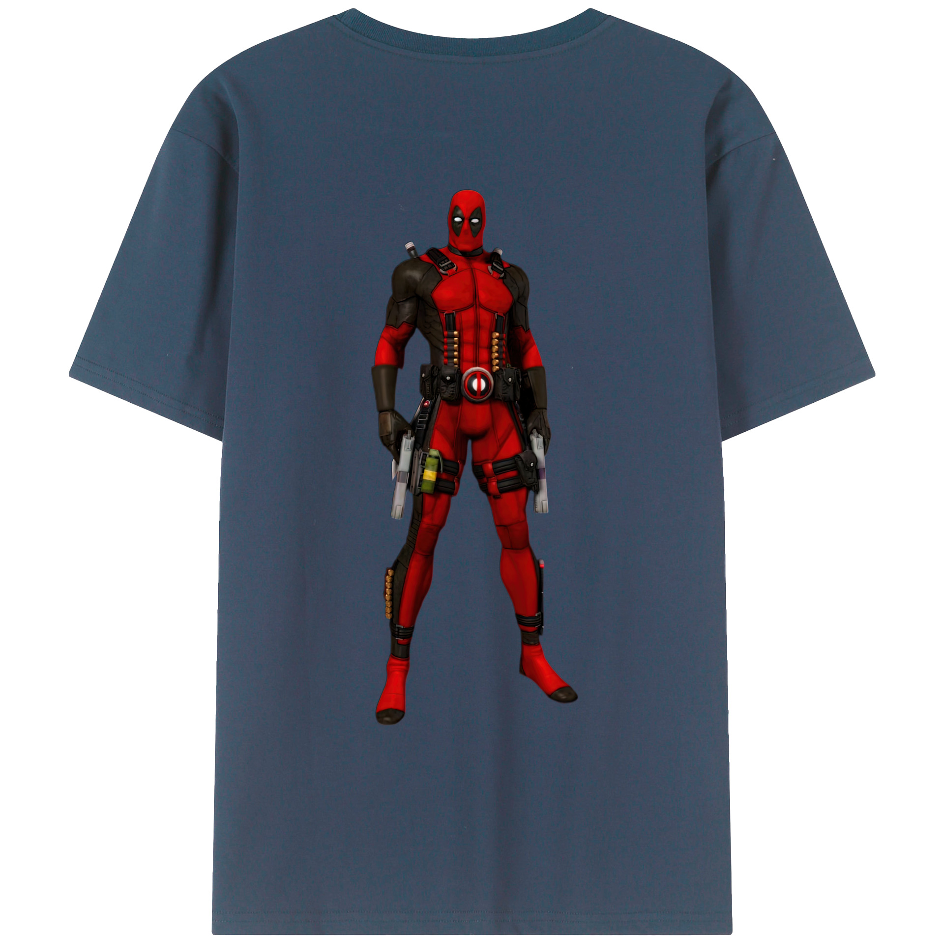 （画像用） Deadpool デッドプール 綿100％ メンズ半袖Tシャツ（バックプリント） 通気性