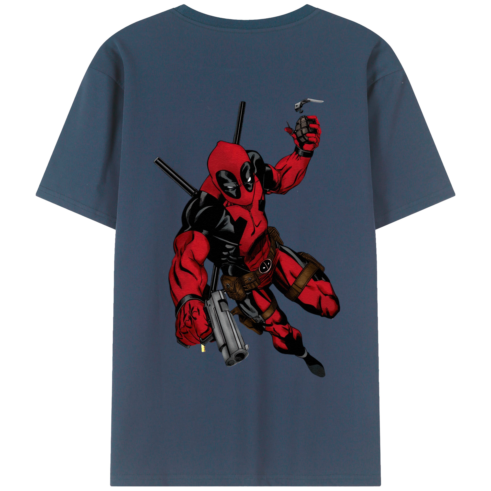 （画像用） Deadpool デッドプール 綿100％ メンズ半袖Tシャツ（バックプリント） 通気性