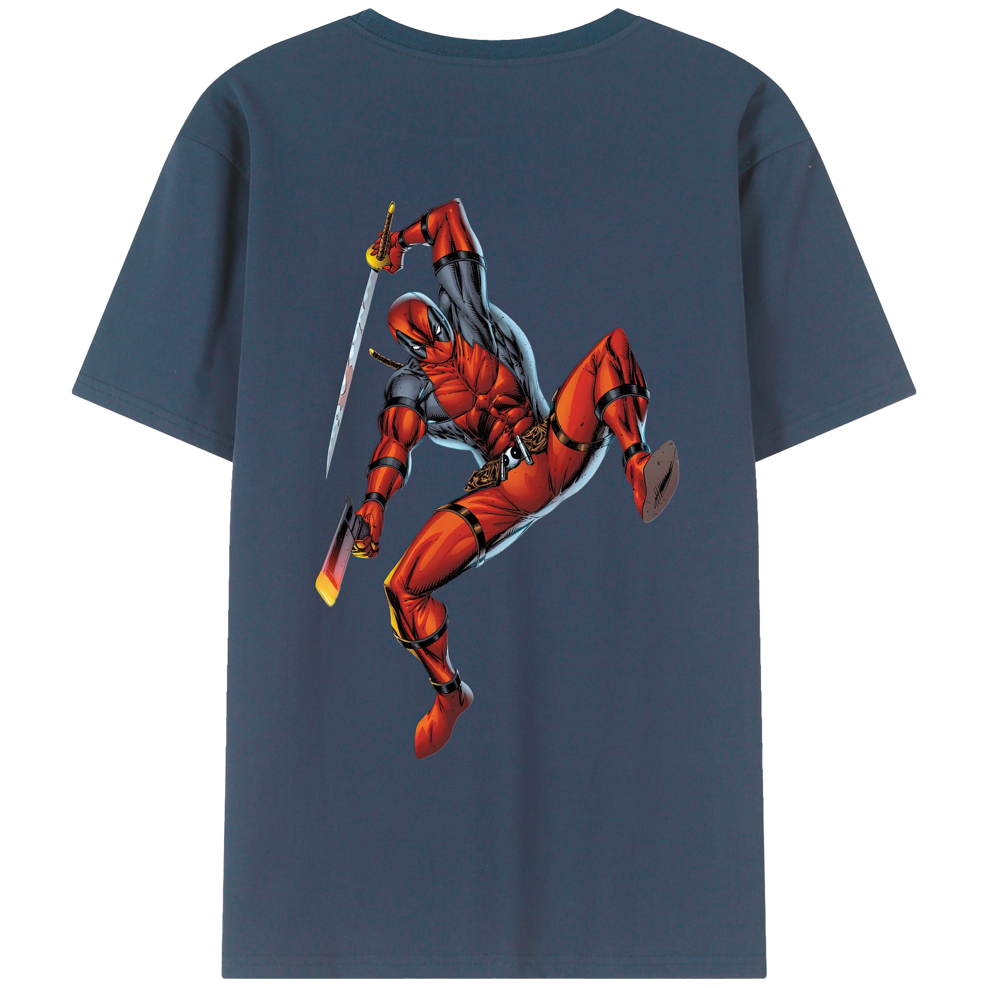 （画像用） Deadpool デッドプール 綿100％ メンズ半袖Tシャツ（バックプリント） 通気性