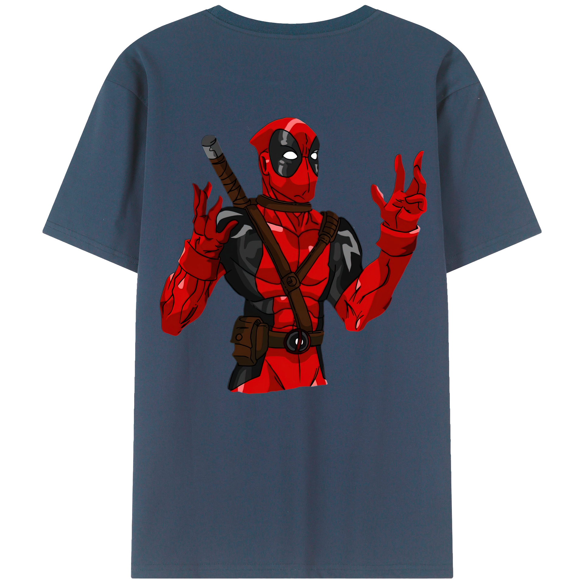 （画像用） Deadpool デッドプール 綿100％ メンズ半袖Tシャツ（バックプリント） 通気性