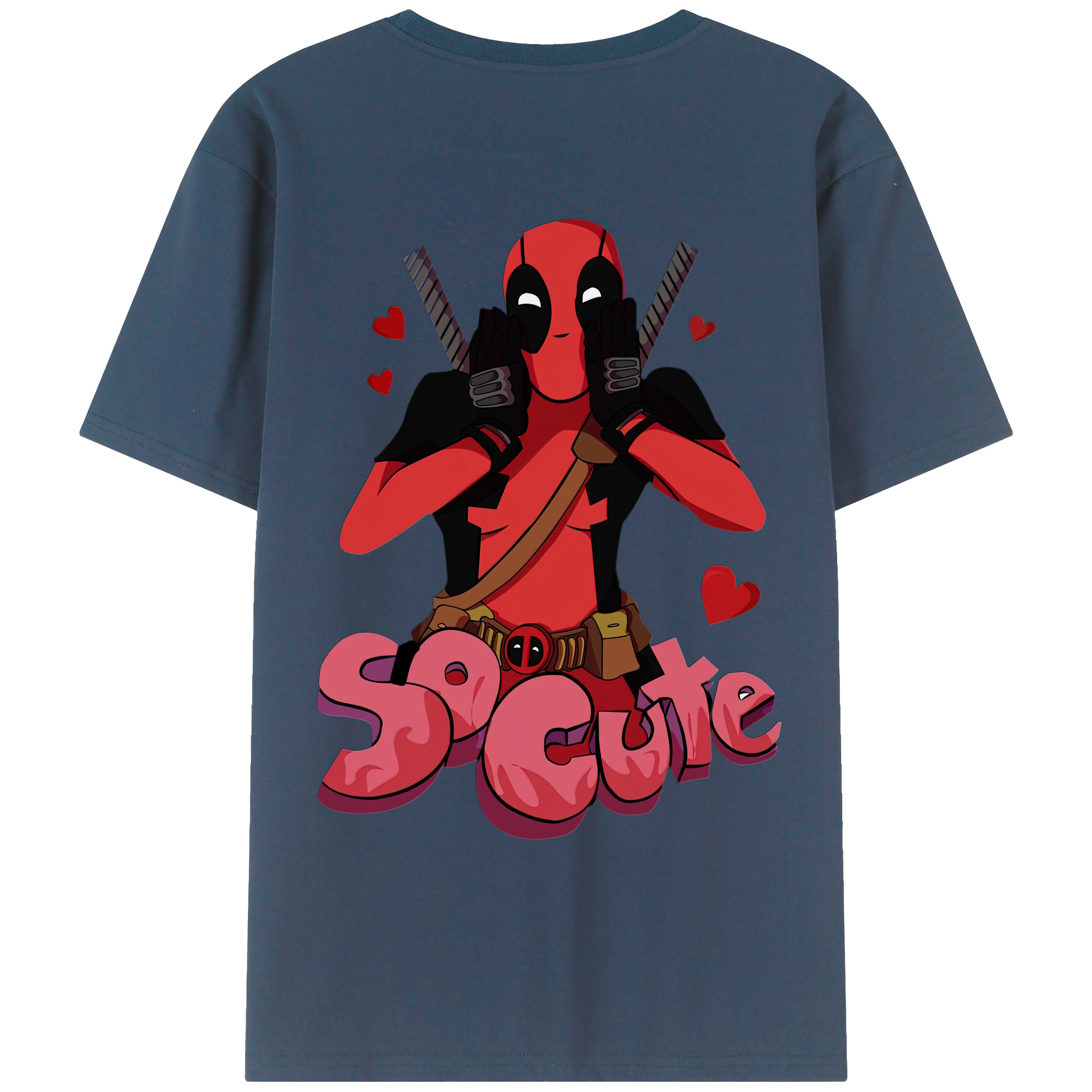（画像用） Deadpool デッドプール 綿100％ メンズ半袖Tシャツ（バックプリント） 通気性