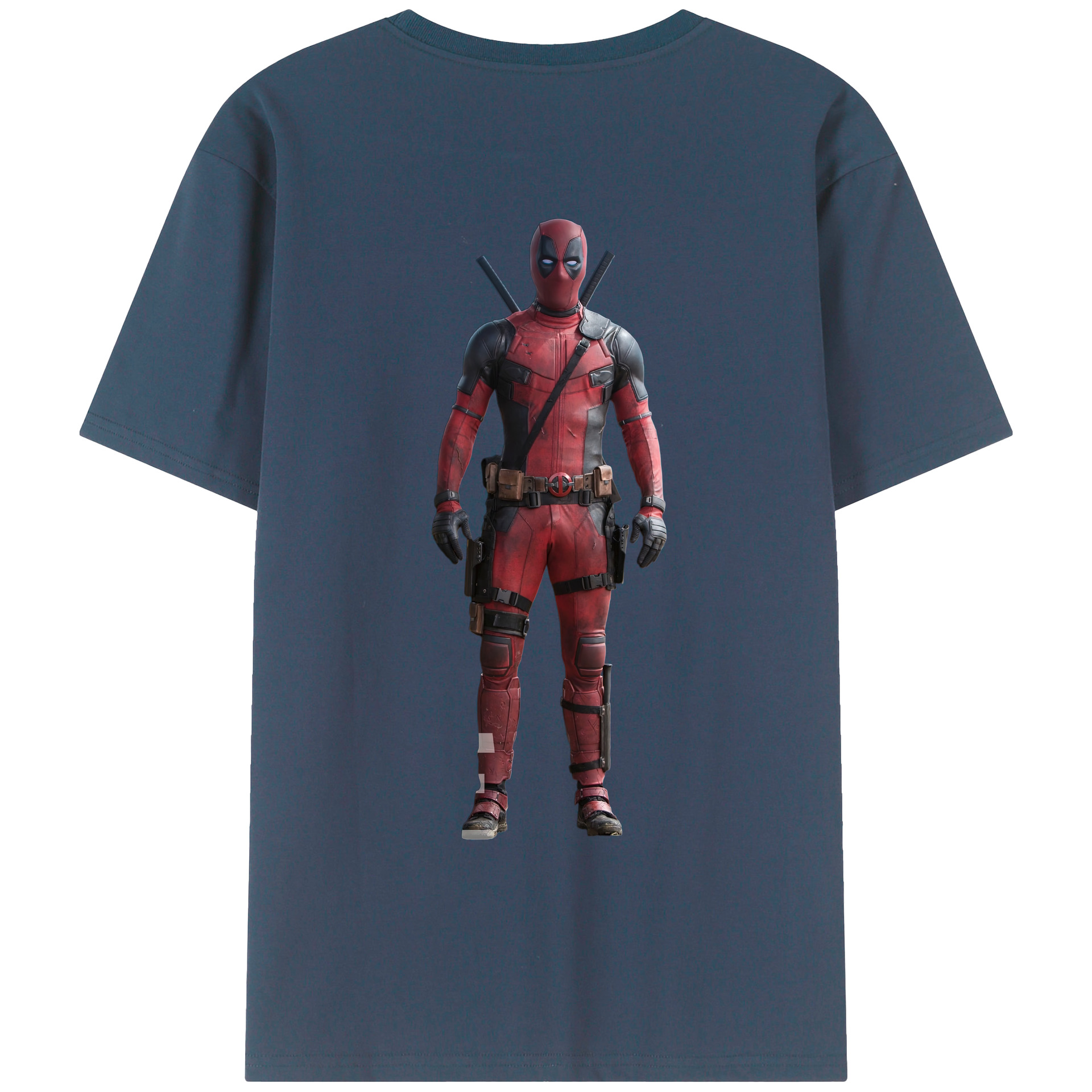 （画像用） Deadpool デッドプール 綿100％ メンズ半袖Tシャツ（バックプリント） 通気性