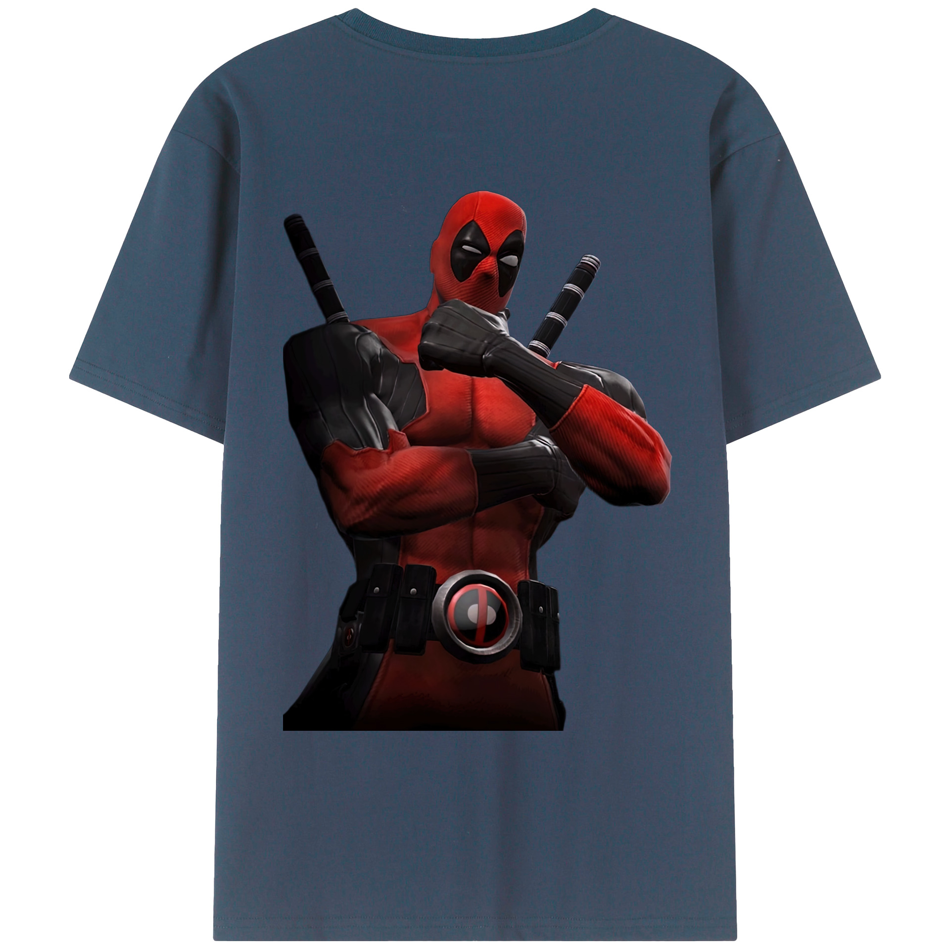 （画像用） Deadpool デッドプール 綿100％ メンズ半袖Tシャツ（バックプリント） 通気性