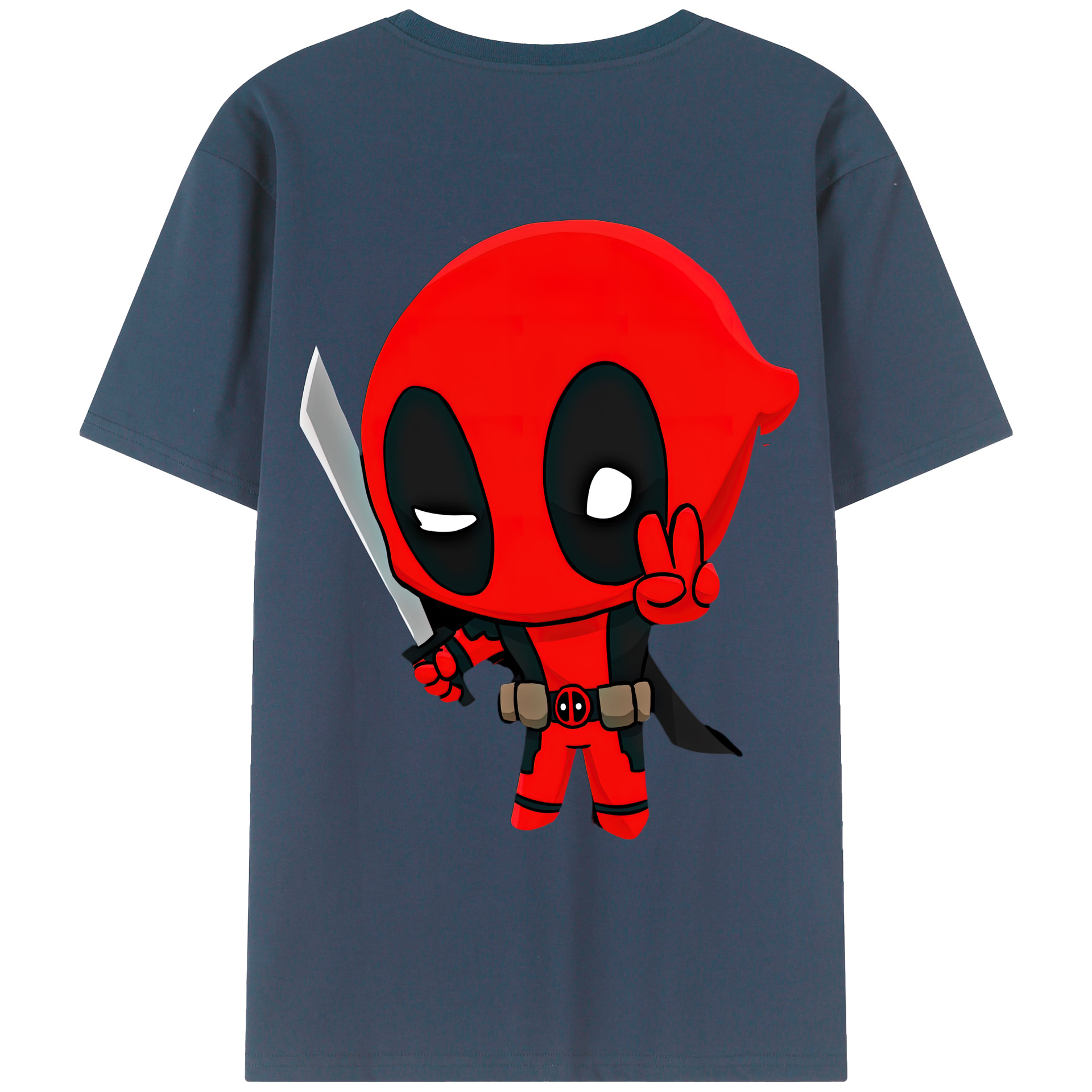 （画像用） Deadpool デッドプール 綿100％ メンズ半袖Tシャツ（バックプリント） 通気性