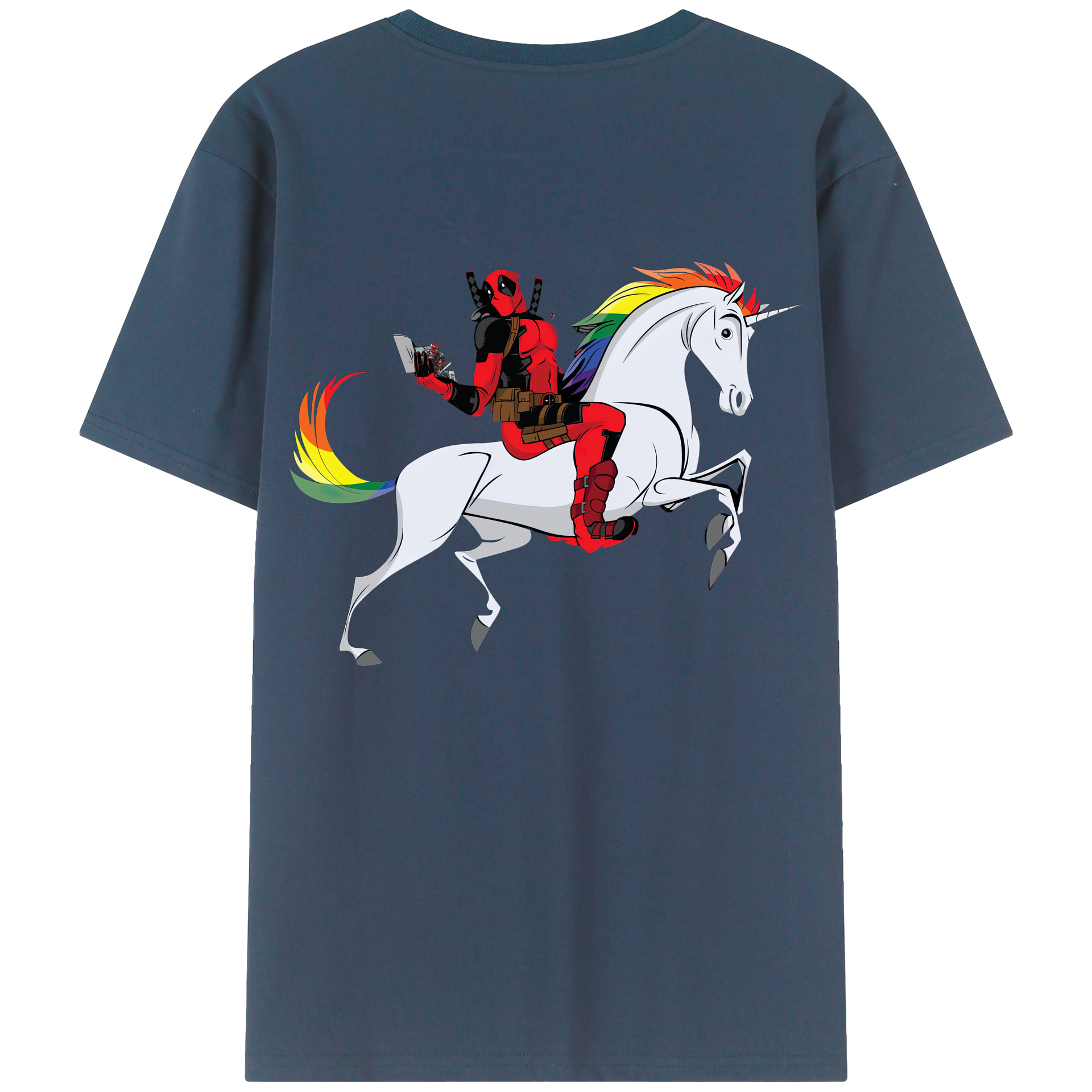 （画像用） Deadpool デッドプール 綿100％ メンズ半袖Tシャツ（バックプリント） 通気性