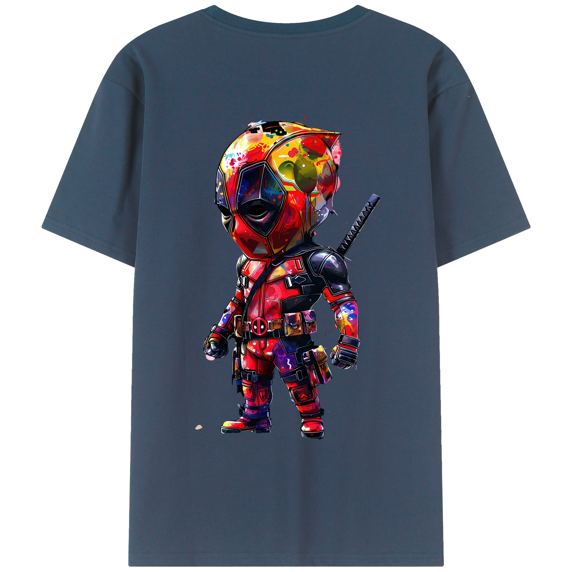 （画像用） Deadpool デッドプール 綿100％ メンズ半袖Tシャツ（バックプリント） 通気性