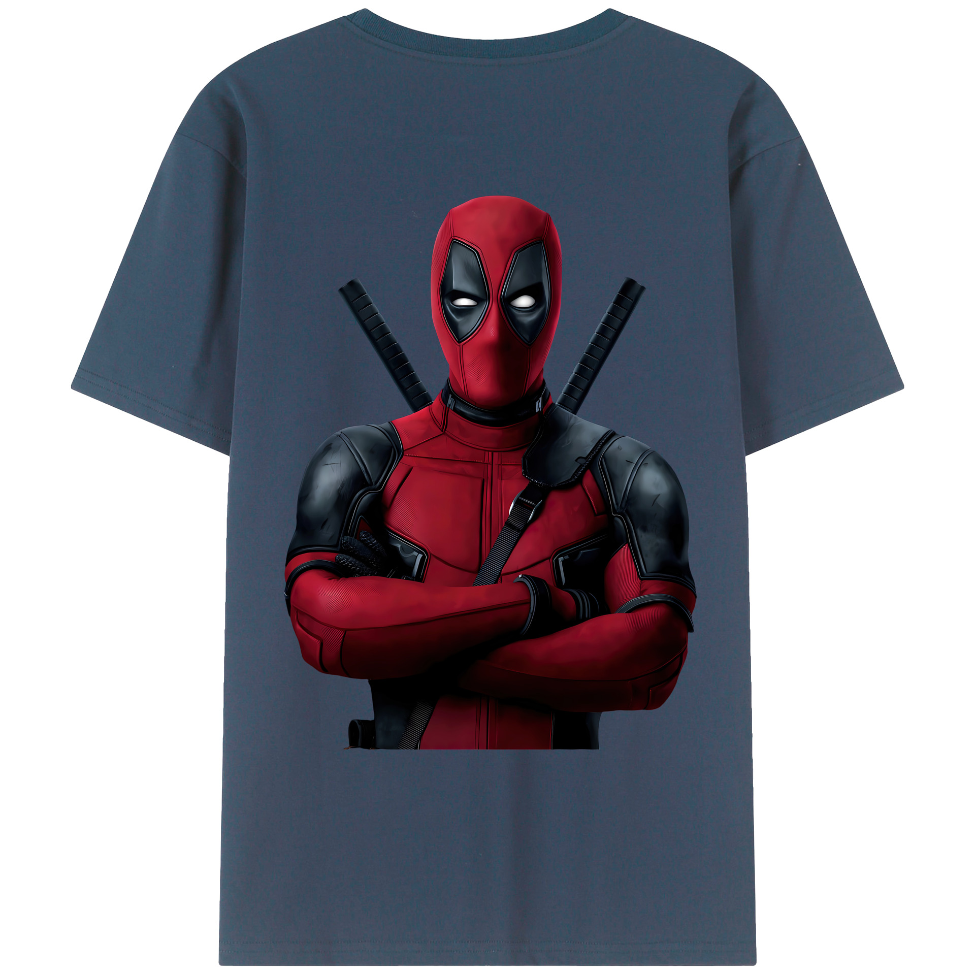 （画像用） Deadpool デッドプール 綿100％ メンズ半袖Tシャツ（バックプリント） 通気性