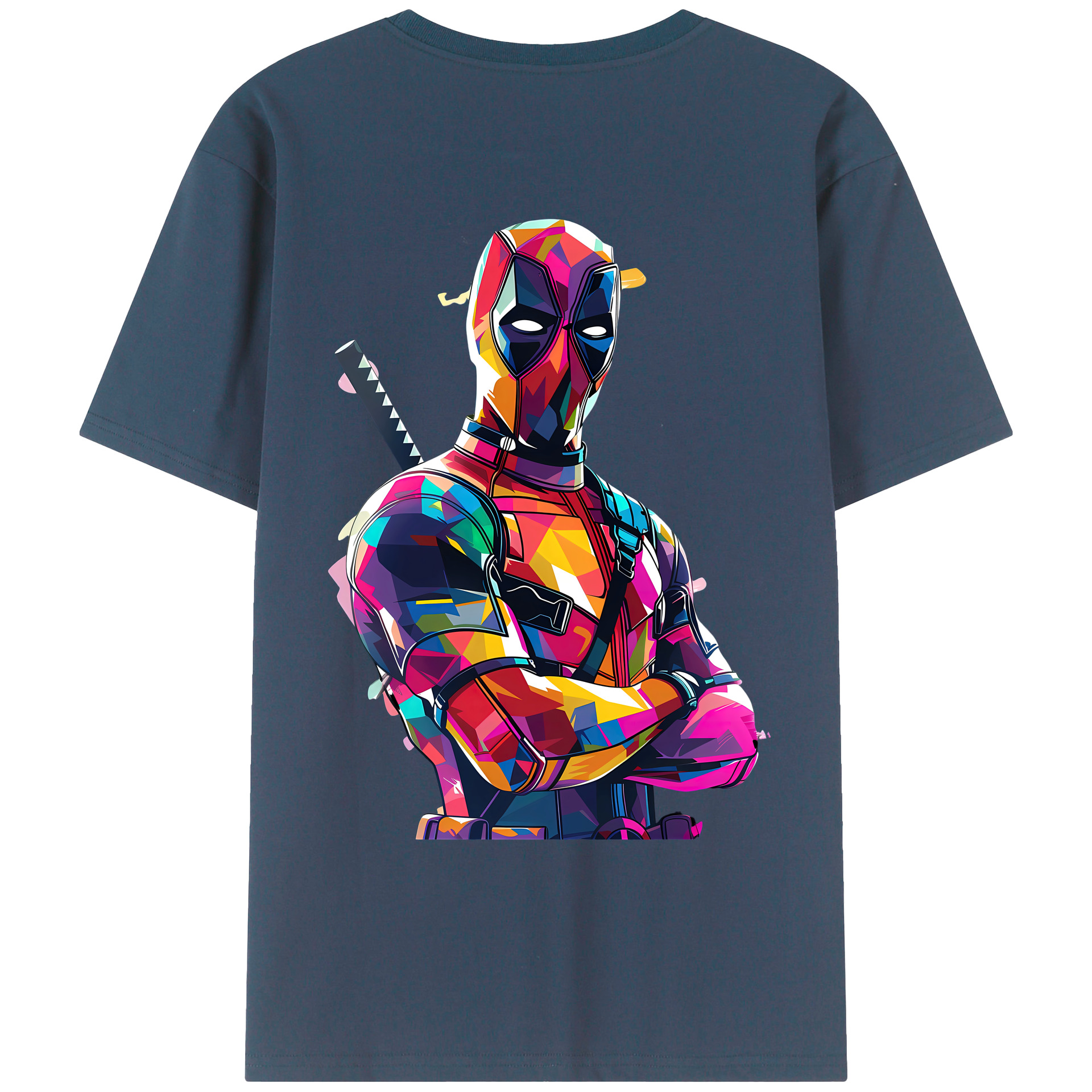 （画像用） Deadpool デッドプール 綿100％ メンズ半袖Tシャツ（バックプリント） 通気性