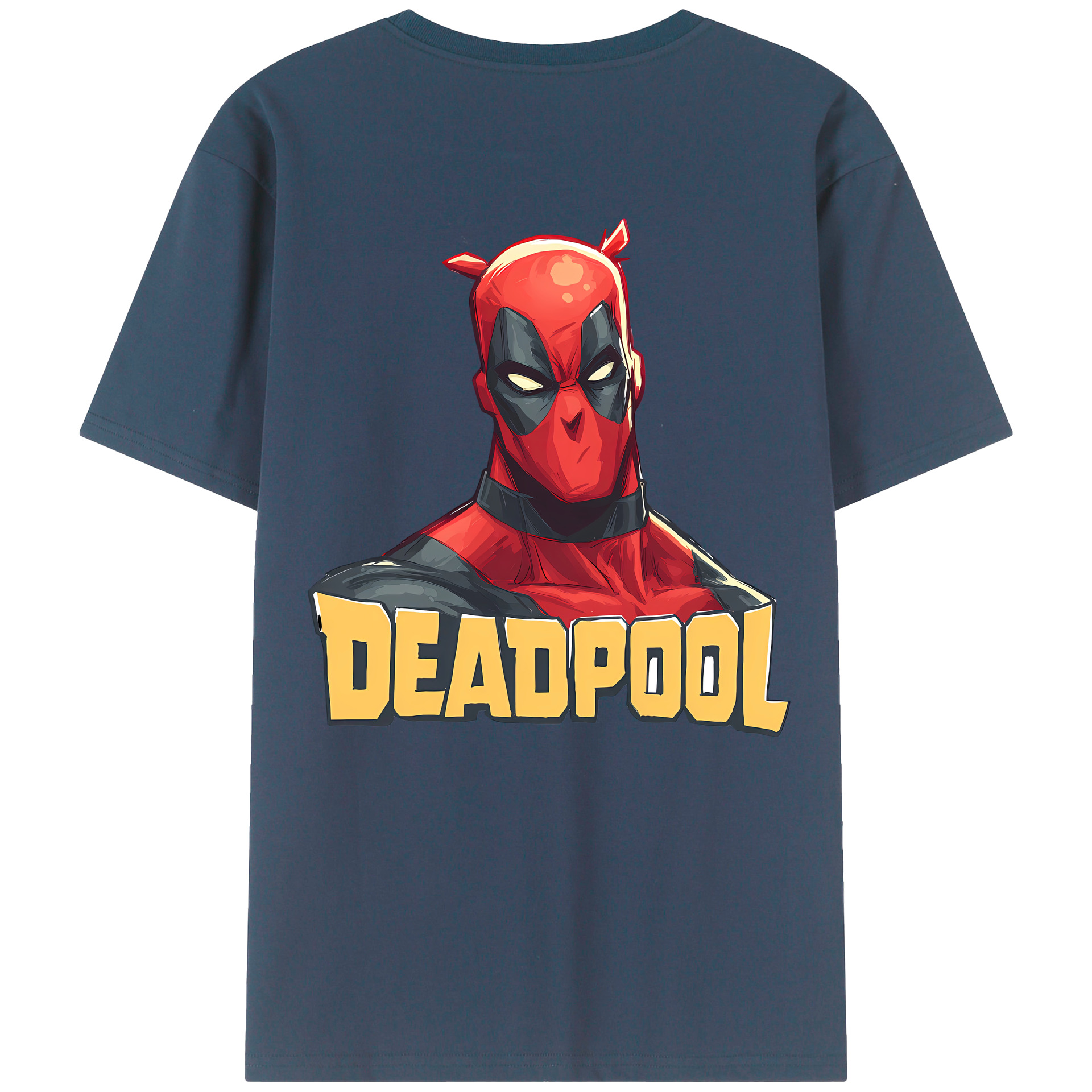 （画像用） Deadpool デッドプール 綿100％ メンズ半袖Tシャツ（バックプリント） 通気性