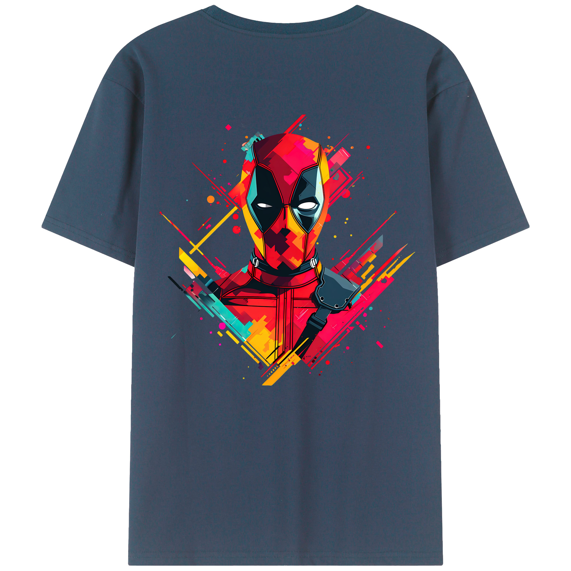 （画像用） Deadpool デッドプール 綿100％ メンズ半袖Tシャツ（バックプリント） 通気性