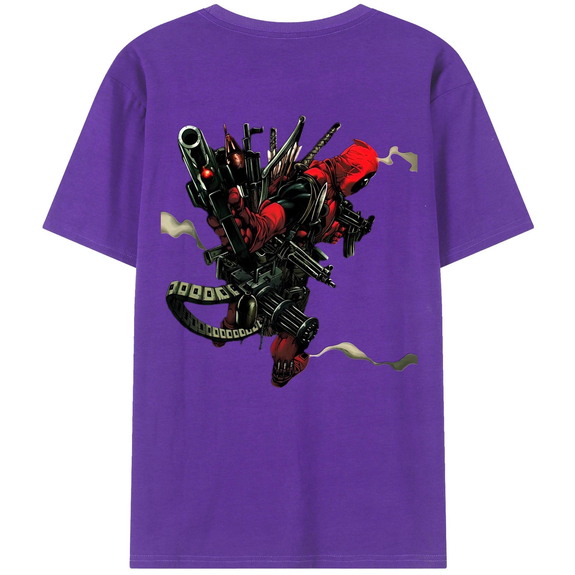（画像用） Deadpool デッドプール 綿100％ メンズ半袖Tシャツ（バックプリント） 通気性