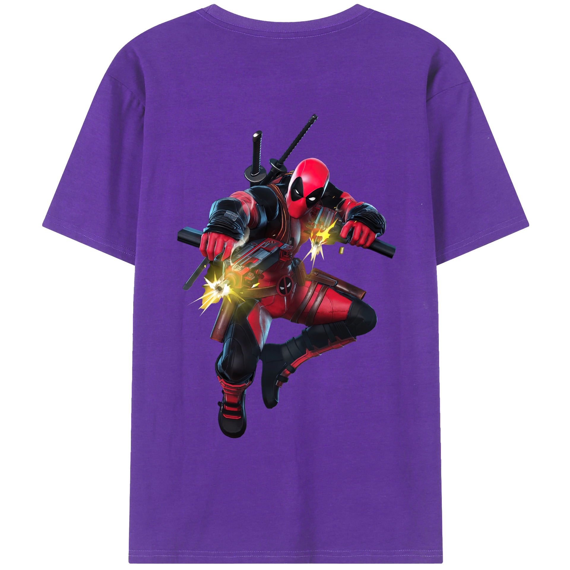 （画像用） Deadpool デッドプール 綿100％ メンズ半袖Tシャツ（バックプリント） 通気性