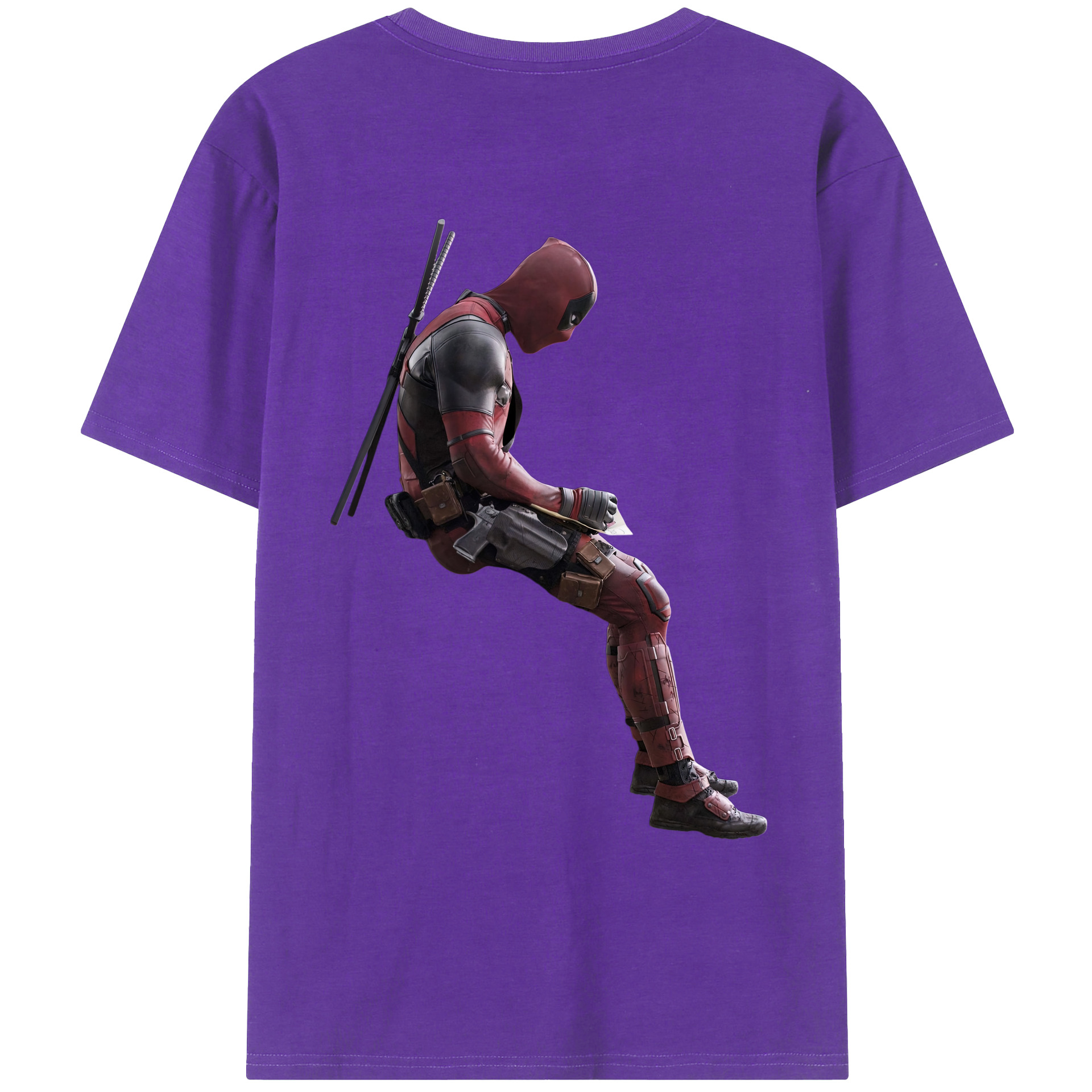 （画像用） Deadpool デッドプール 綿100％ メンズ半袖Tシャツ（バックプリント） 通気性