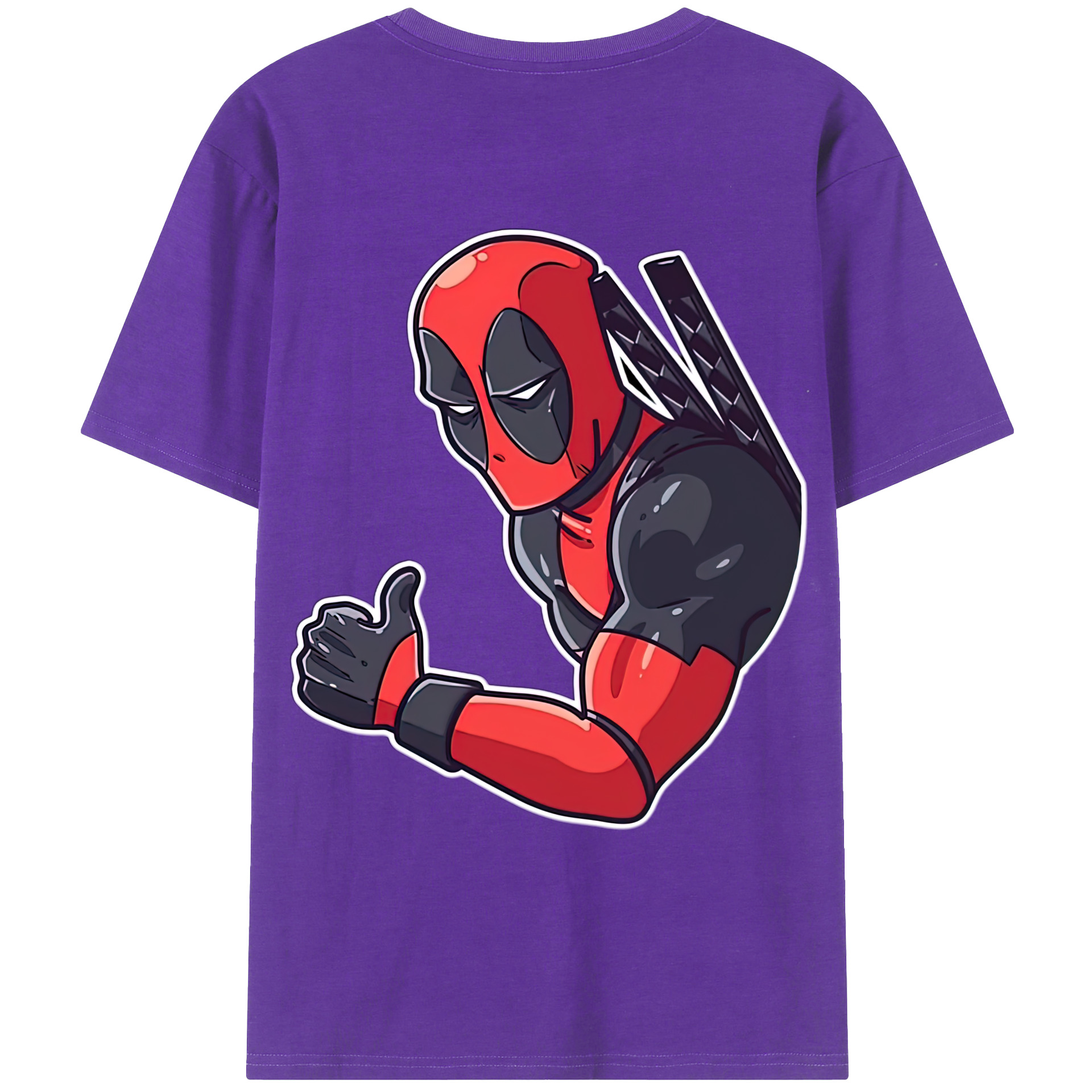 （画像用） Deadpool デッドプール 綿100％ メンズ半袖Tシャツ（バックプリント） 通気性