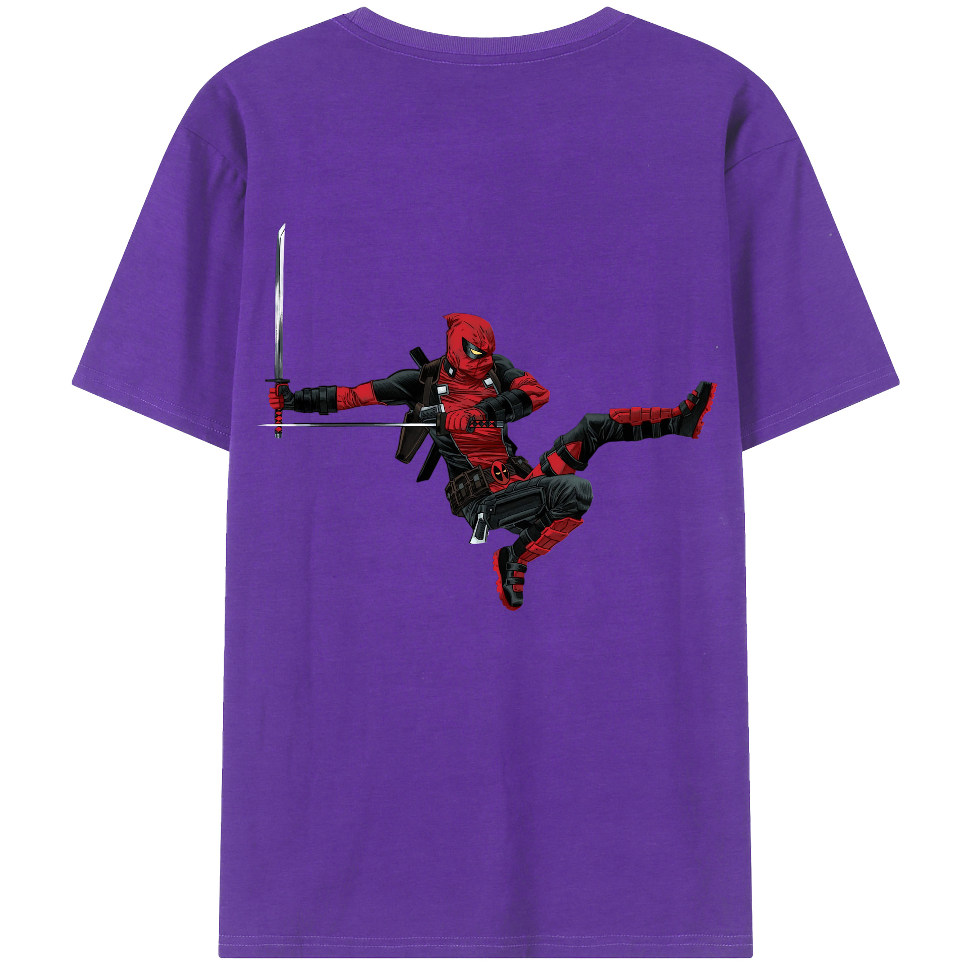 （画像用） Deadpool デッドプール 綿100％ メンズ半袖Tシャツ（バックプリント） 通気性