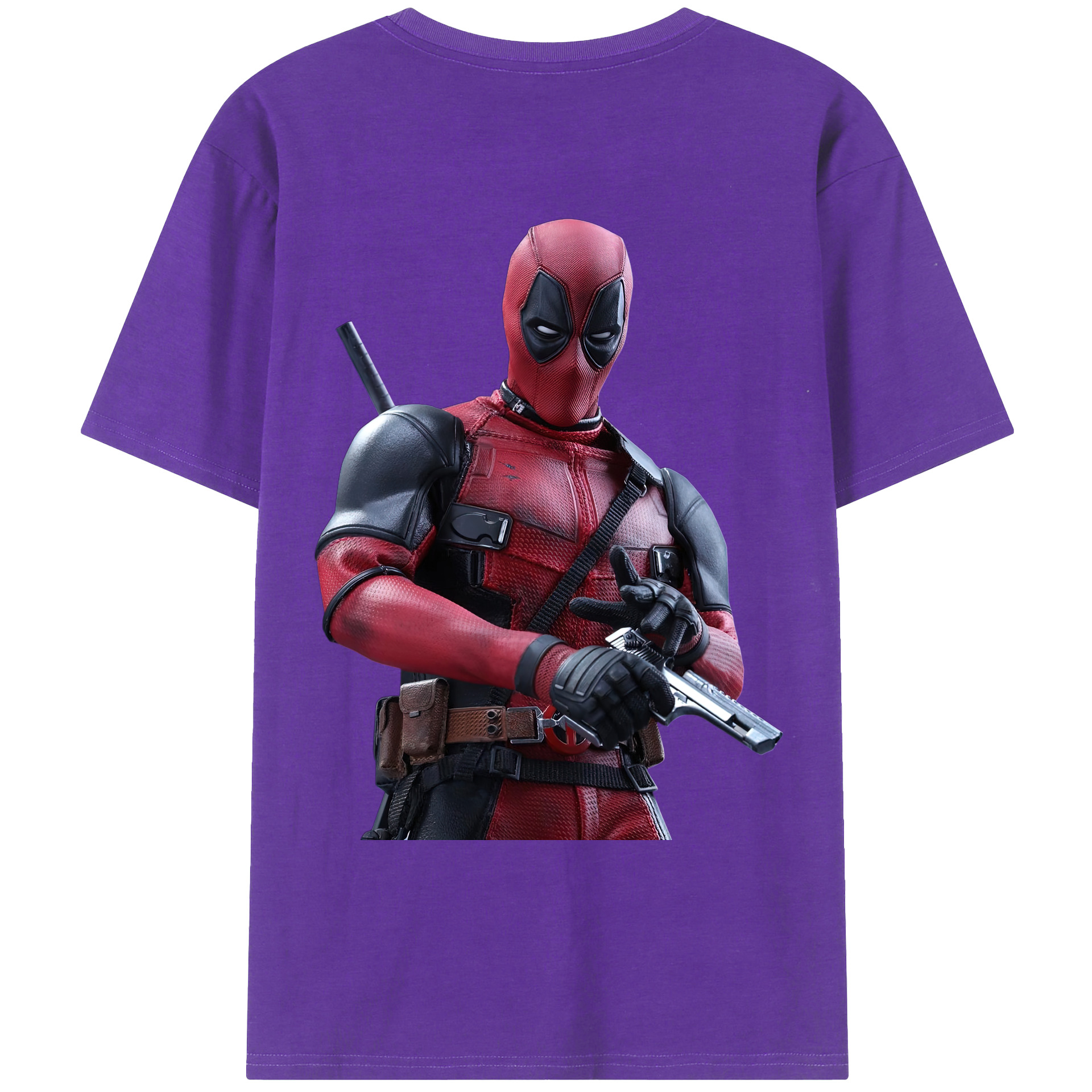 （画像用） Deadpool デッドプール 綿100％ メンズ半袖Tシャツ（バックプリント） 通気性
