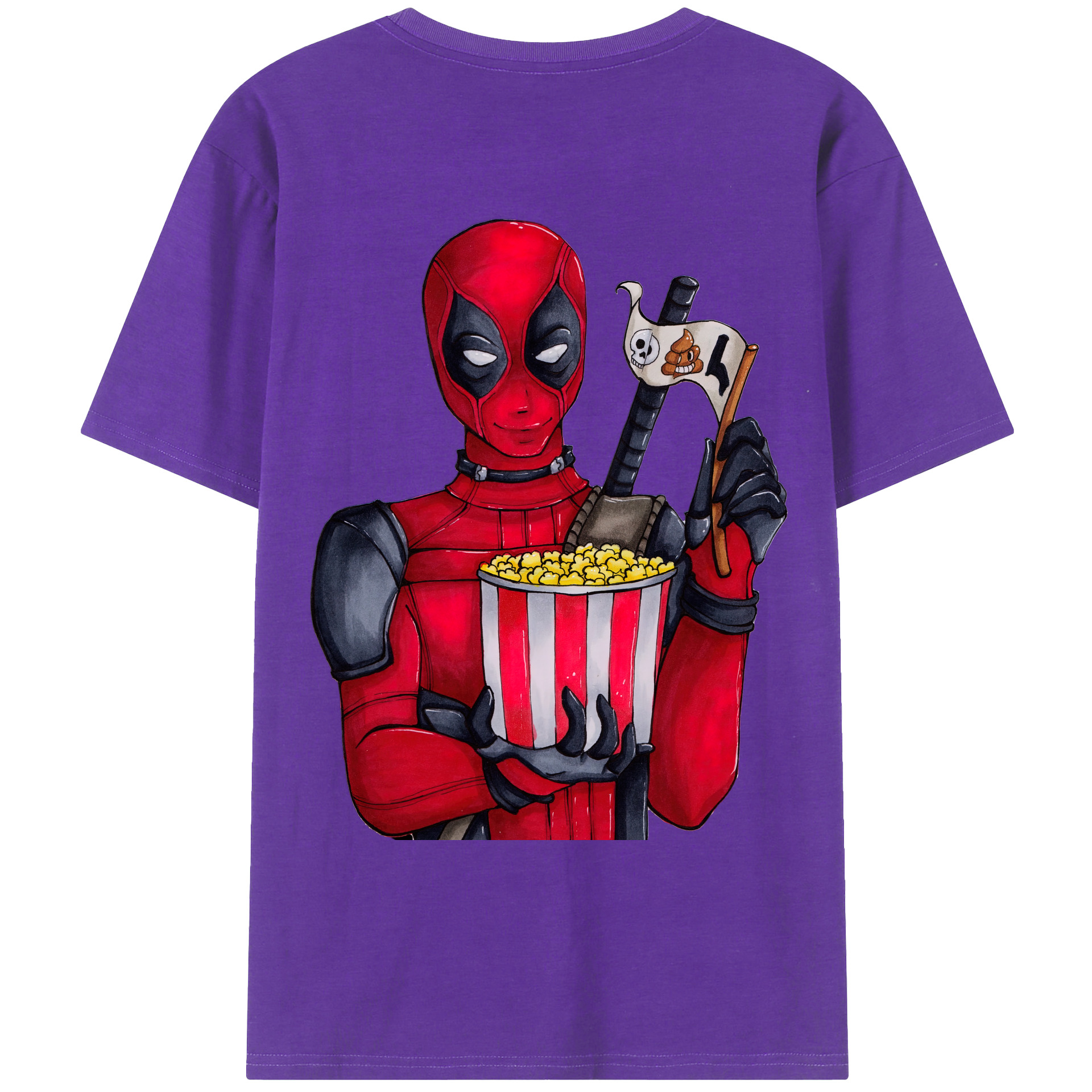（画像用） Deadpool デッドプール 綿100％ メンズ半袖Tシャツ（バックプリント） 通気性