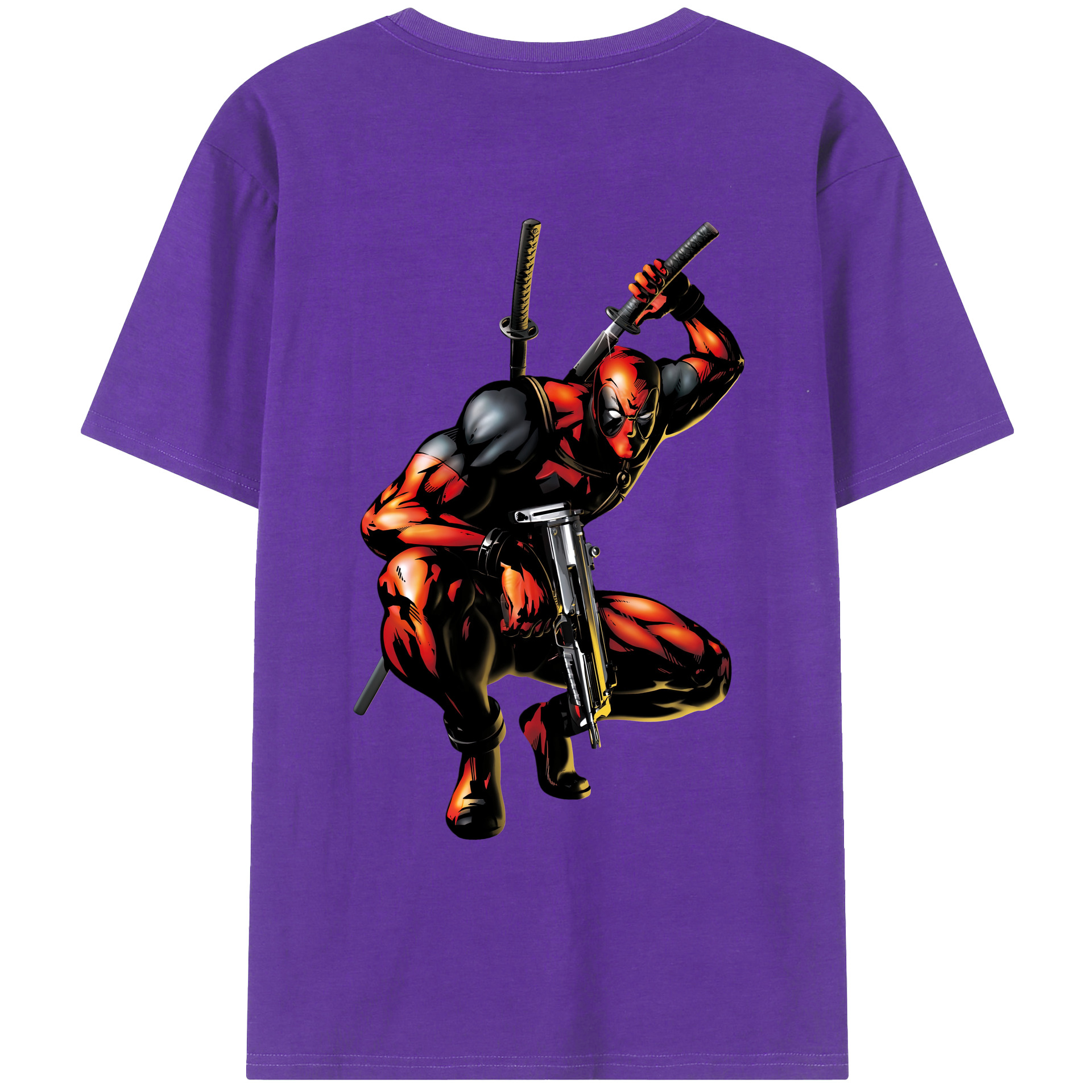 （画像用） Deadpool デッドプール 綿100％ メンズ半袖Tシャツ（バックプリント） 通気性