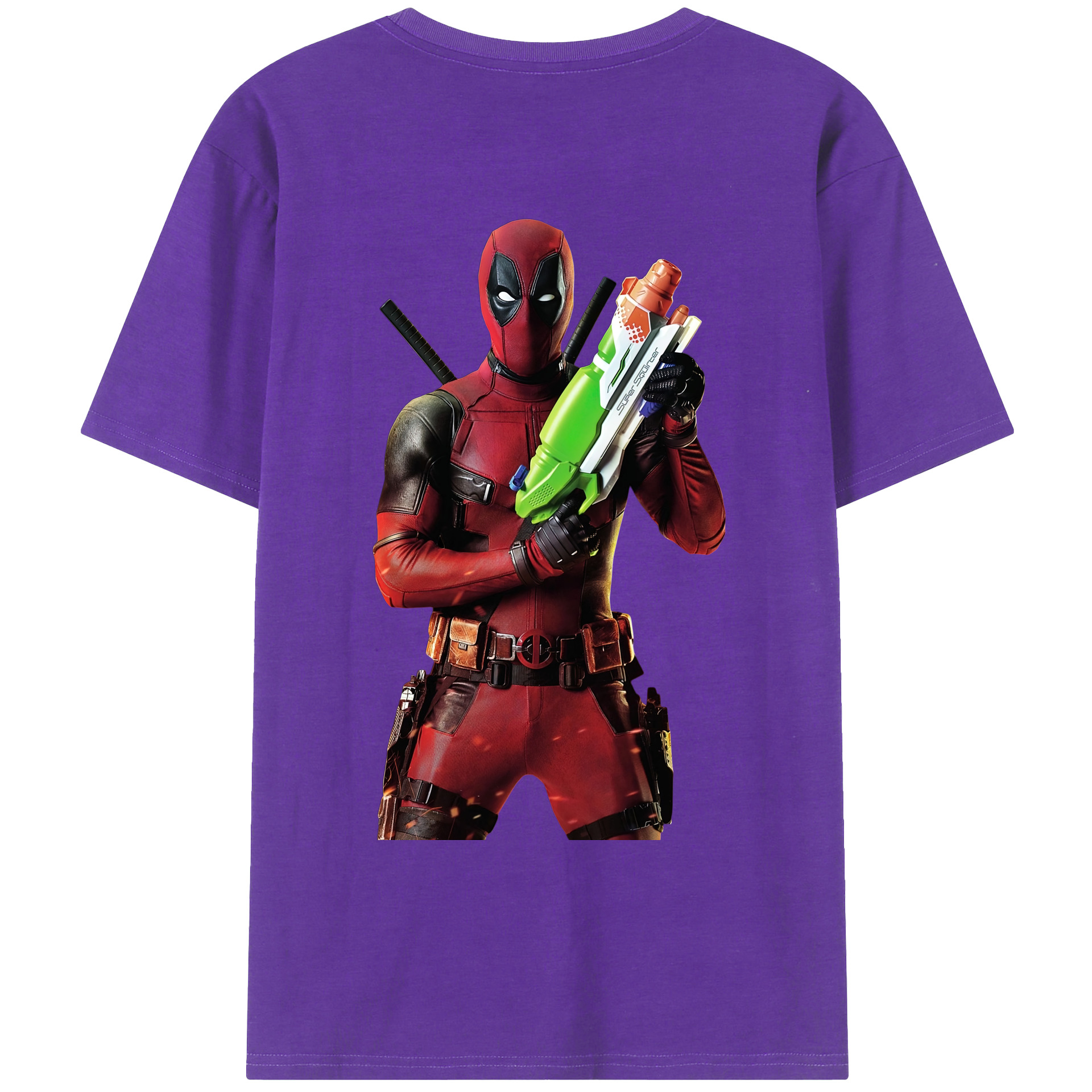 （画像用） Deadpool デッドプール 綿100％ メンズ半袖Tシャツ（バックプリント） 通気性