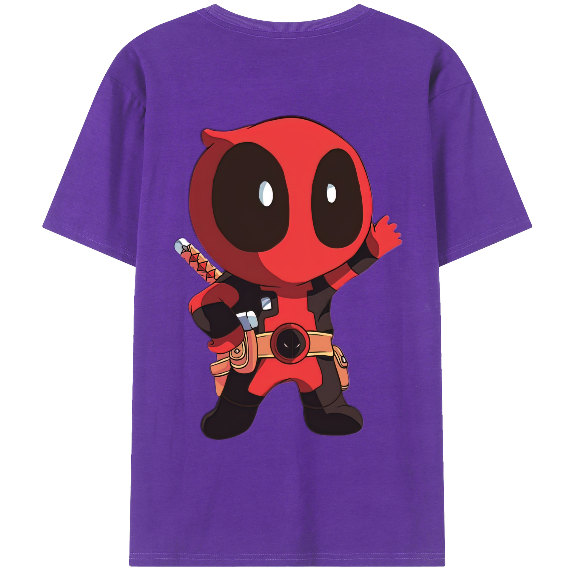 （画像用） Deadpool デッドプール 綿100％ メンズ半袖Tシャツ（バックプリント） 通気性