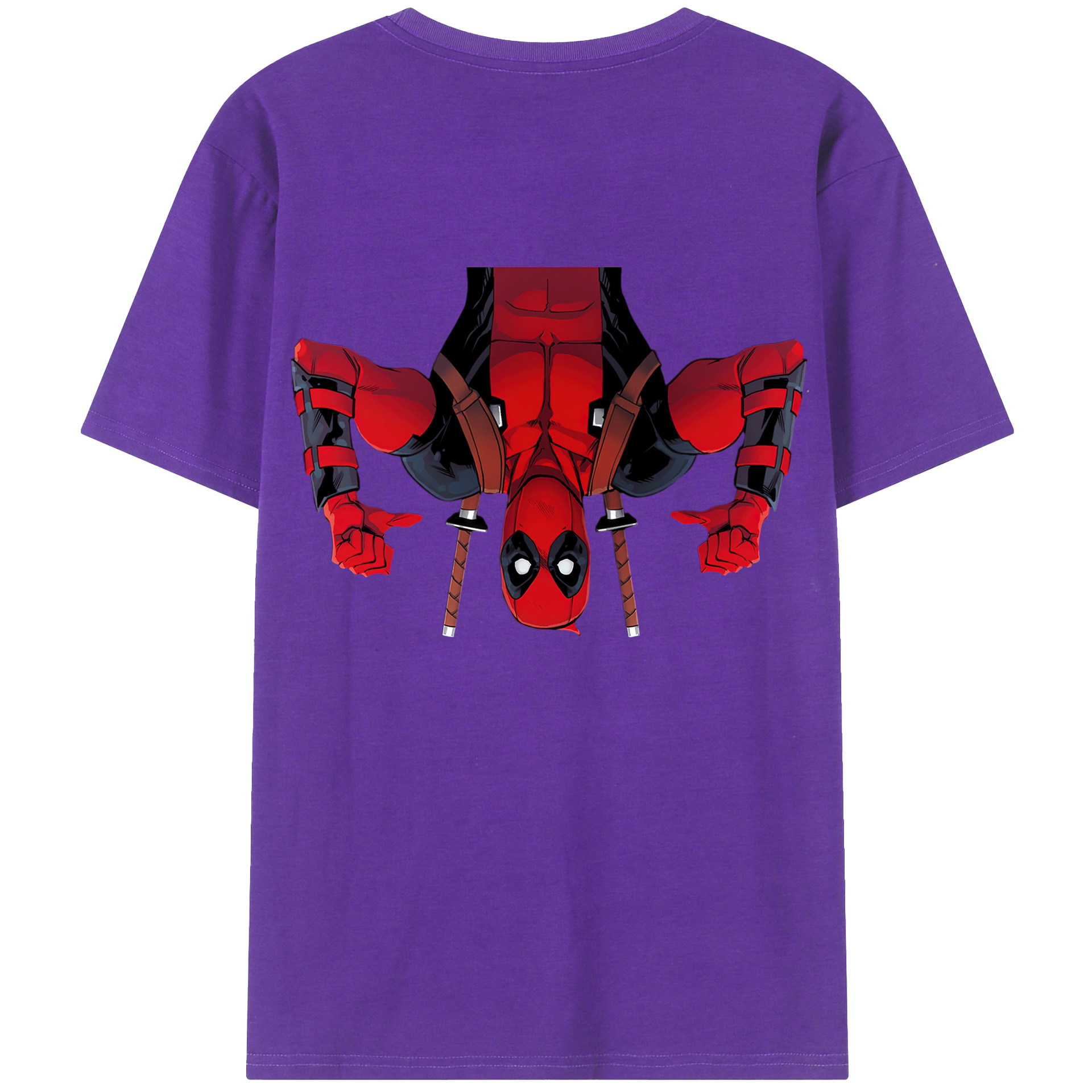 （画像用） Deadpool デッドプール 綿100％ メンズ半袖Tシャツ（バックプリント） 通気性
