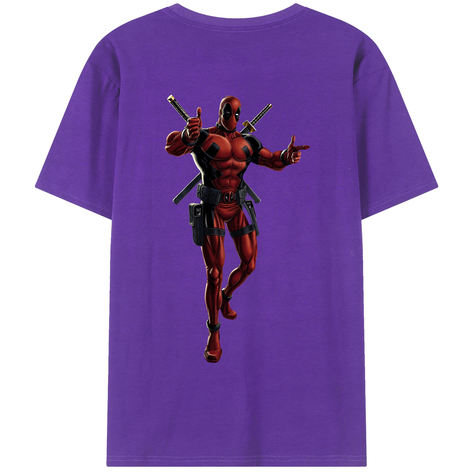 （画像用） Deadpool デッドプール 綿100％ メンズ半袖Tシャツ（バックプリント） 通気性