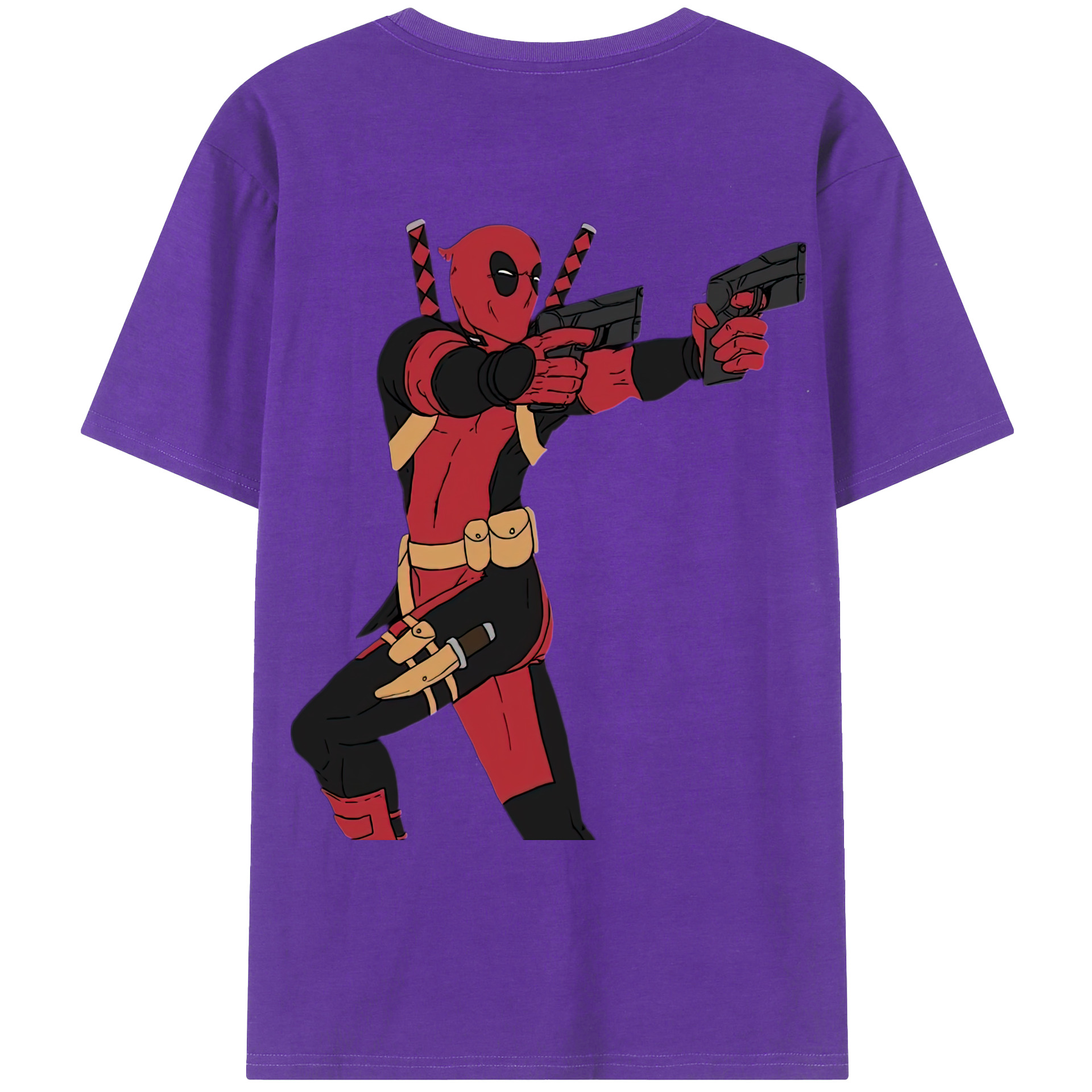 （画像用） Deadpool デッドプール 綿100％ メンズ半袖Tシャツ（バックプリント） 通気性