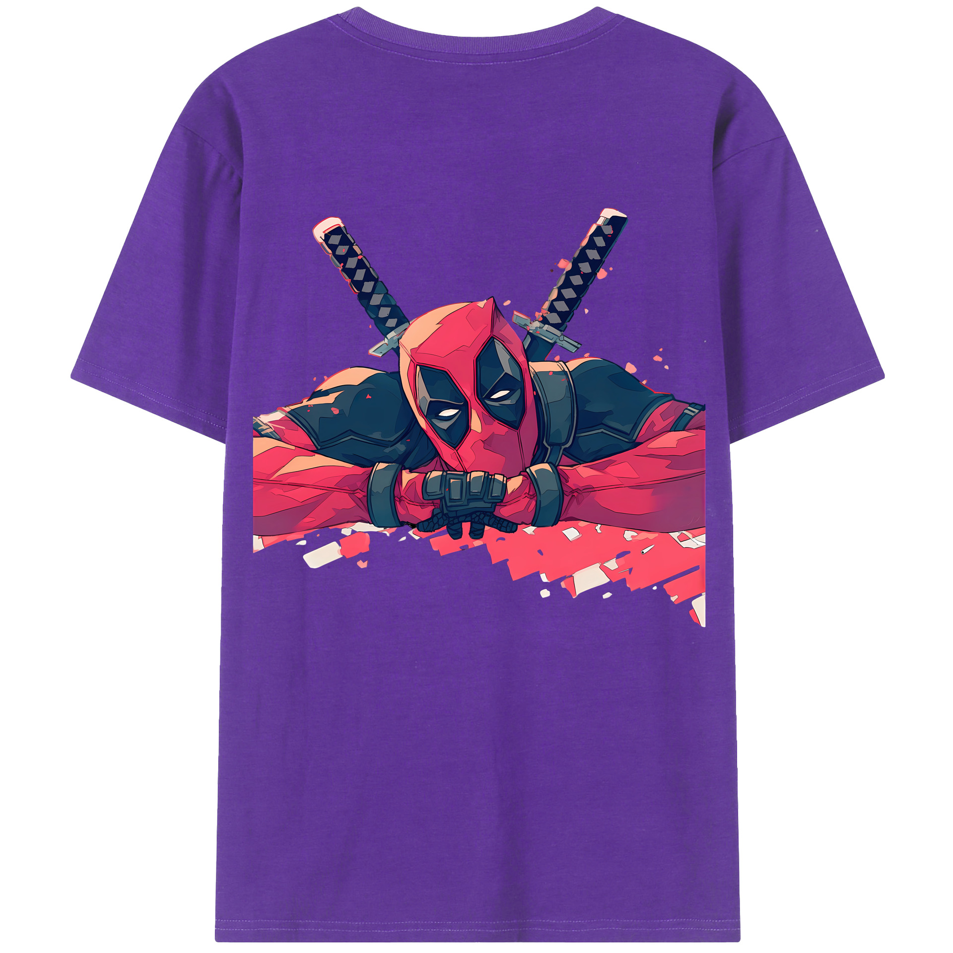 （画像用） Deadpool デッドプール 綿100％ メンズ半袖Tシャツ（バックプリント） 通気性