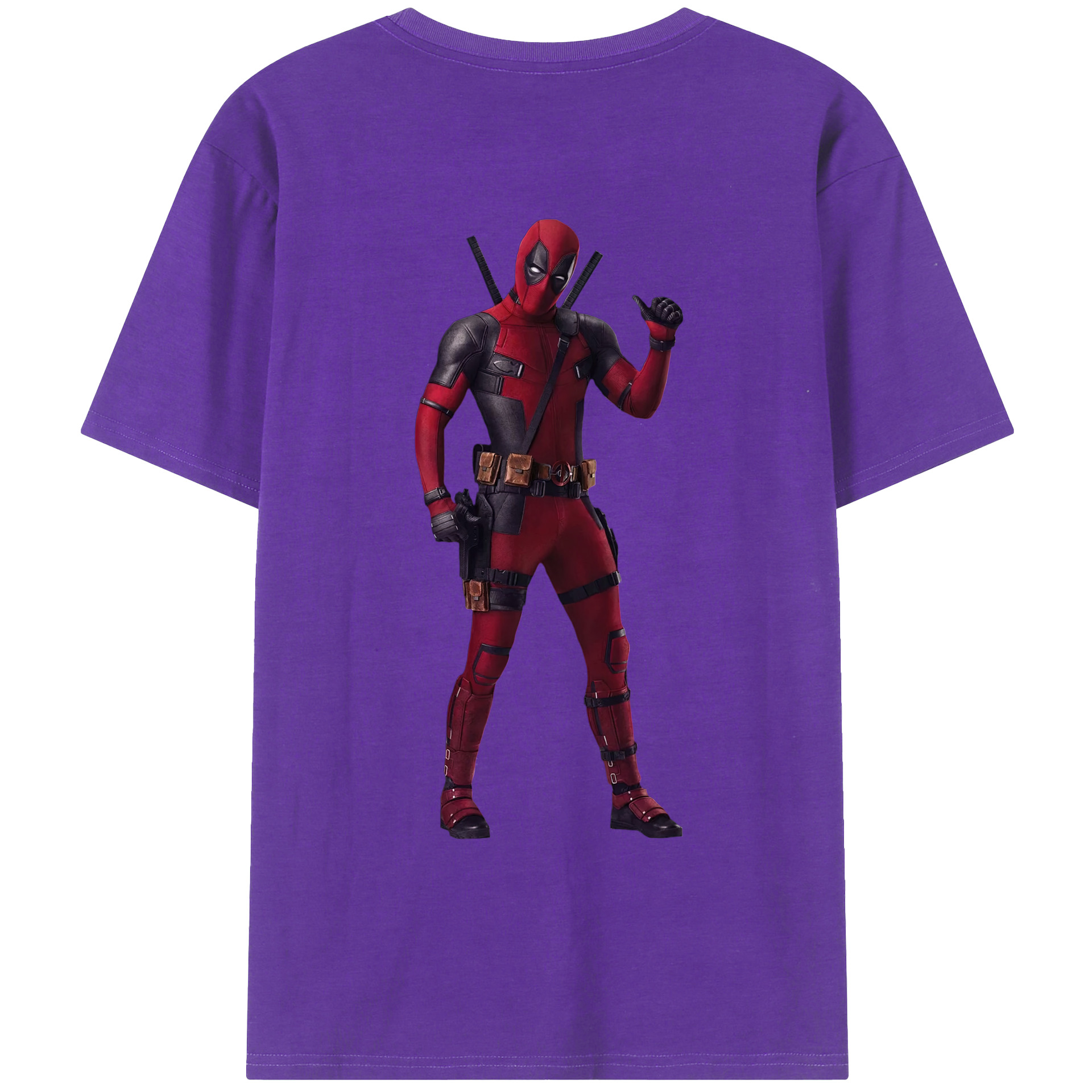 （画像用） Deadpool デッドプール 綿100％ メンズ半袖Tシャツ（バックプリント） 通気性