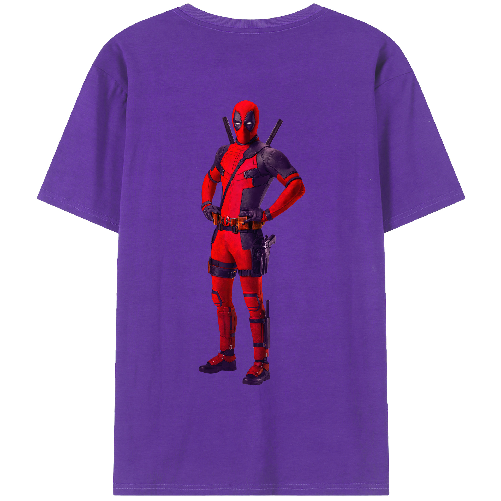 （画像用） Deadpool デッドプール 綿100％ メンズ半袖Tシャツ（バックプリント） 通気性