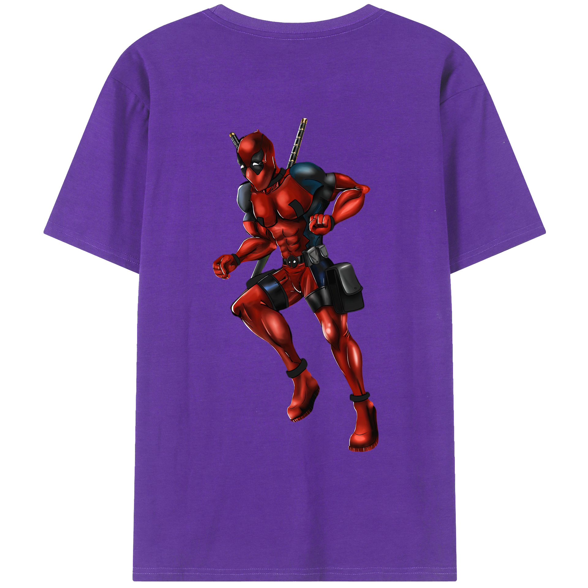 （画像用） Deadpool デッドプール 綿100％ メンズ半袖Tシャツ（バックプリント） 通気性
