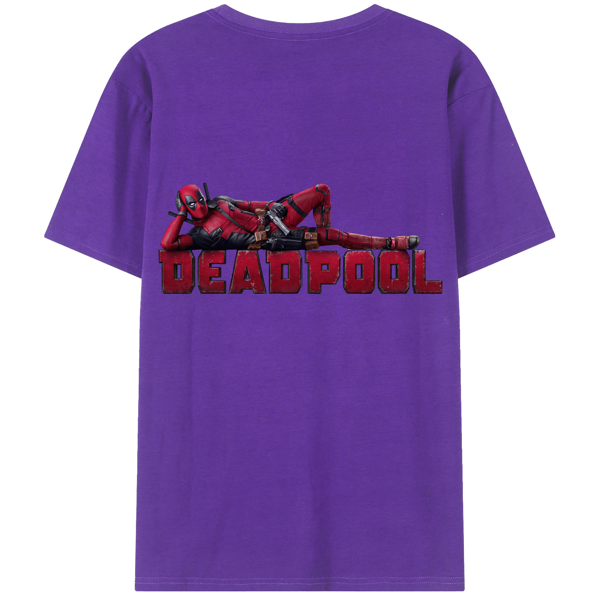 （画像用） Deadpool デッドプール 綿100％ メンズ半袖Tシャツ（バックプリント） 通気性