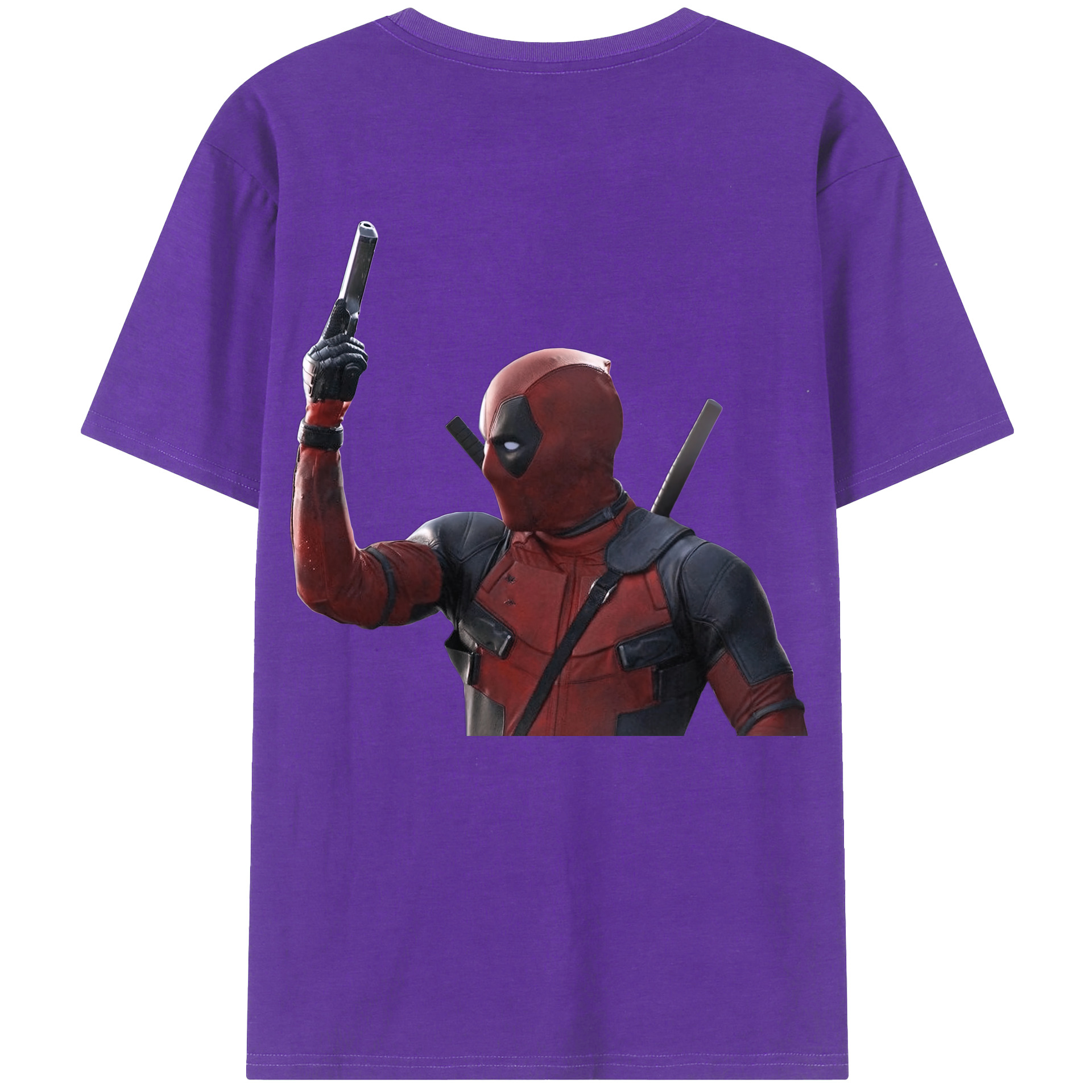 （画像用） Deadpool デッドプール 綿100％ メンズ半袖Tシャツ（バックプリント） 通気性