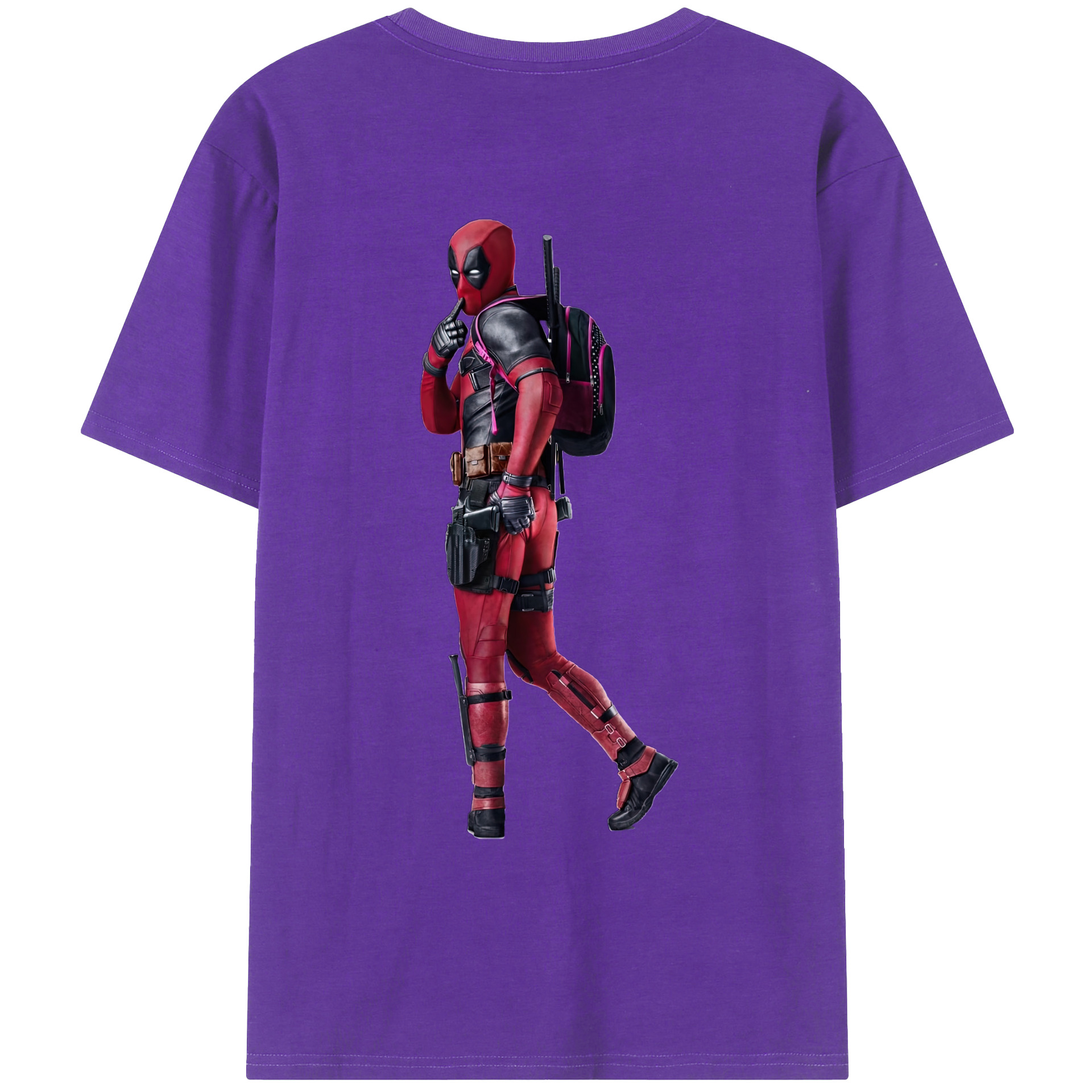 （画像用） Deadpool デッドプール 綿100％ メンズ半袖Tシャツ（バックプリント） 通気性