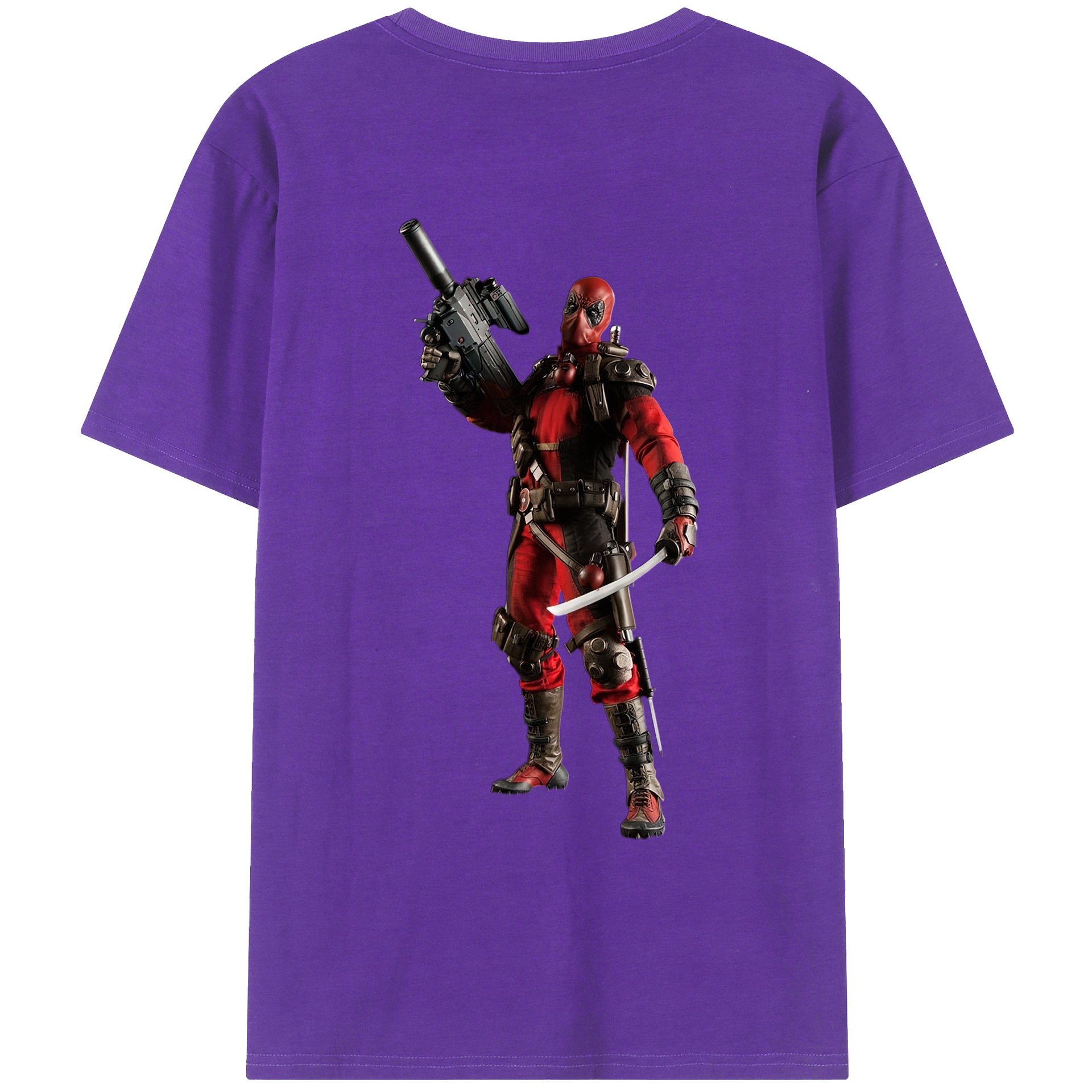 （画像用） Deadpool デッドプール 綿100％ メンズ半袖Tシャツ（バックプリント） 通気性