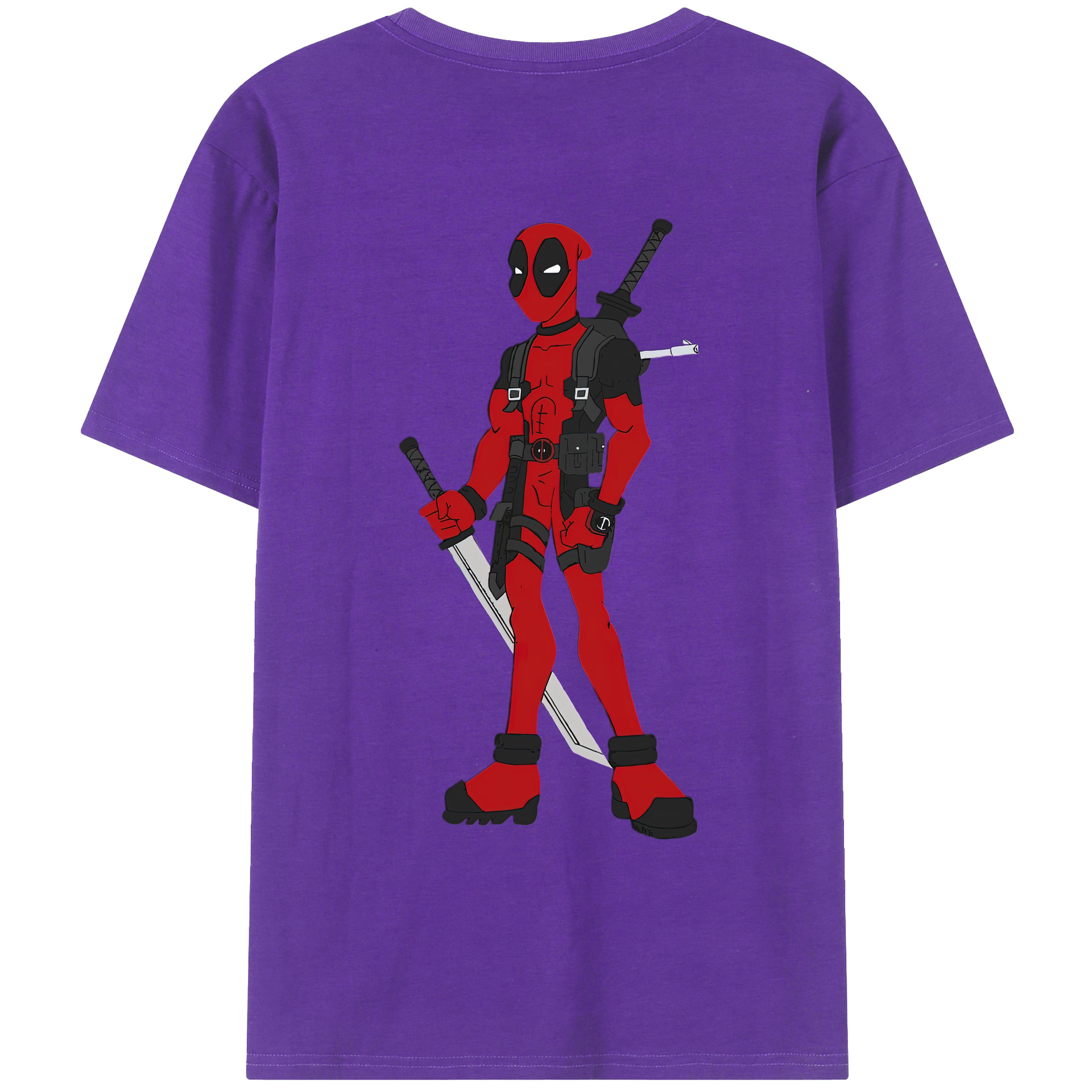 （画像用） Deadpool デッドプール 綿100％ メンズ半袖Tシャツ（バックプリント） 通気性
